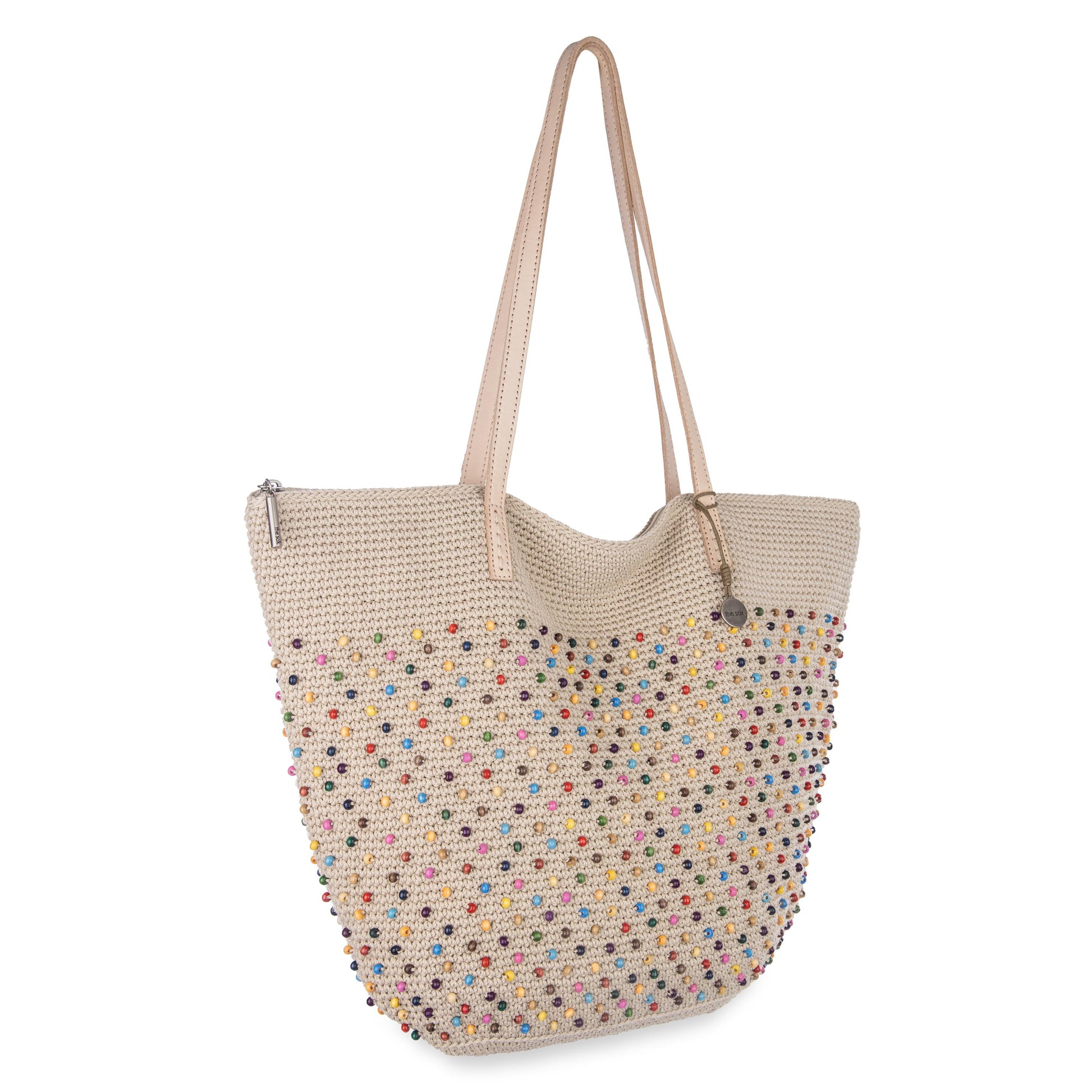 The Sak Faye Large Tote Crochet - Ecru Multi Beads