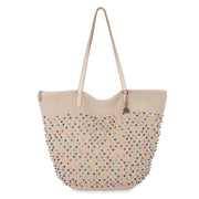 Faye Large Tote - Hand Crochet - Ecru Multi Beads