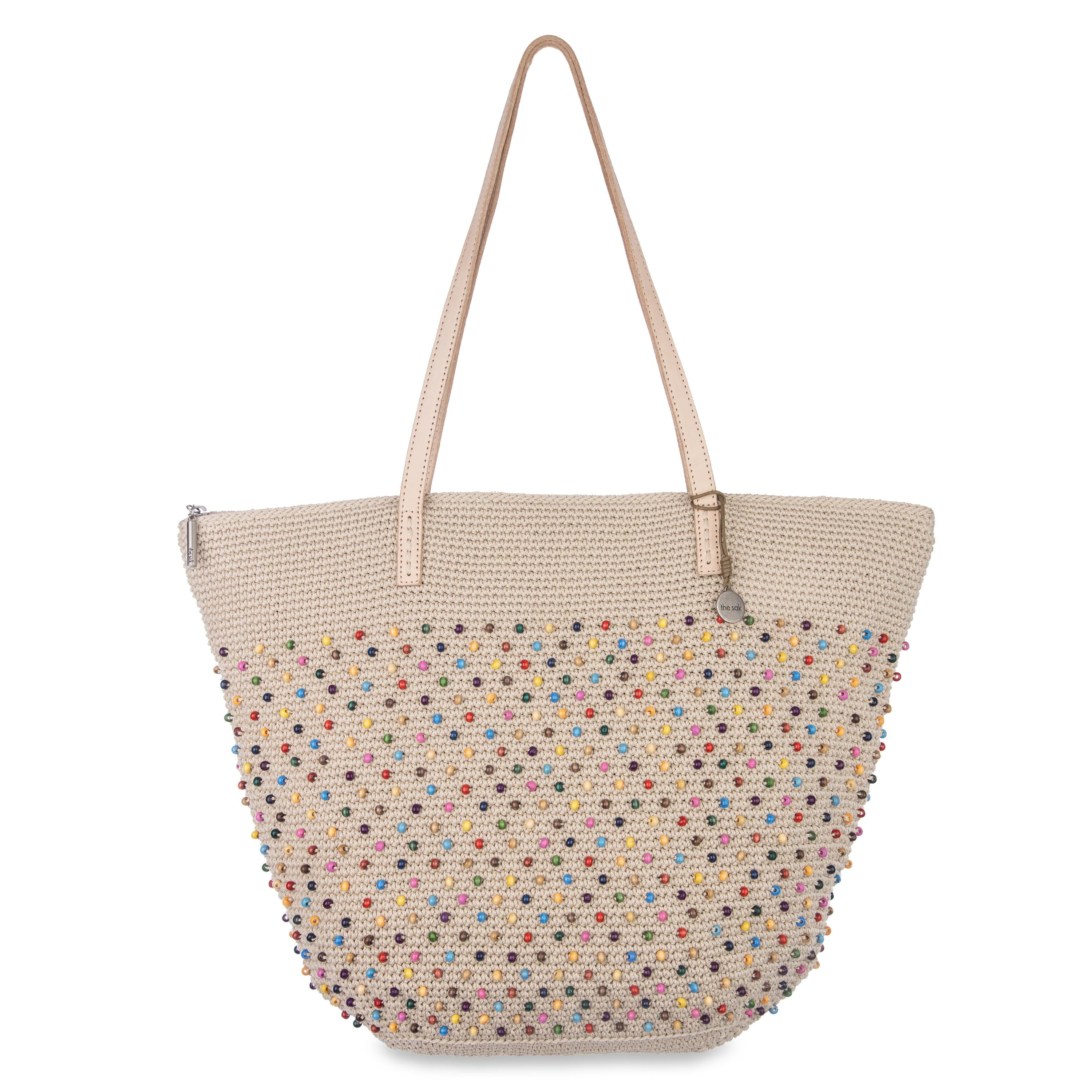 The Sak Faye Large Tote - Hand Crochet - Ecru Multi Beads