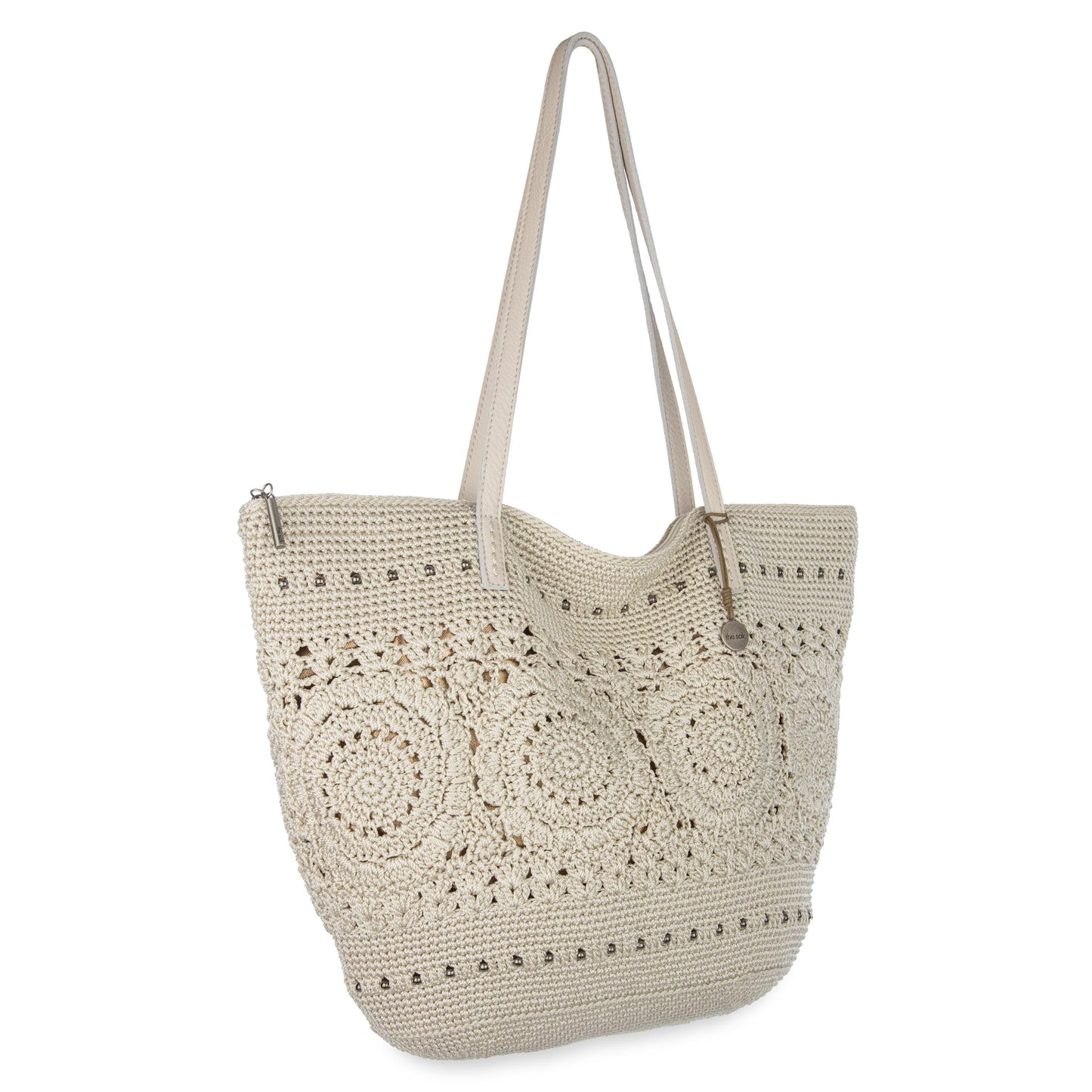 The Sak Faye Large Tote Crochet - Natural Medallion