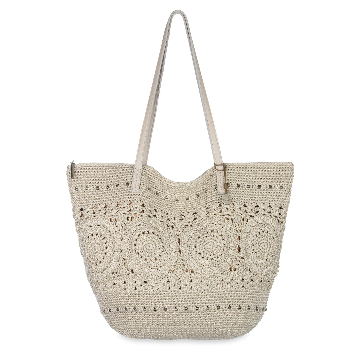 The Sak Faye Large Tote Crochet - Natural Medallion