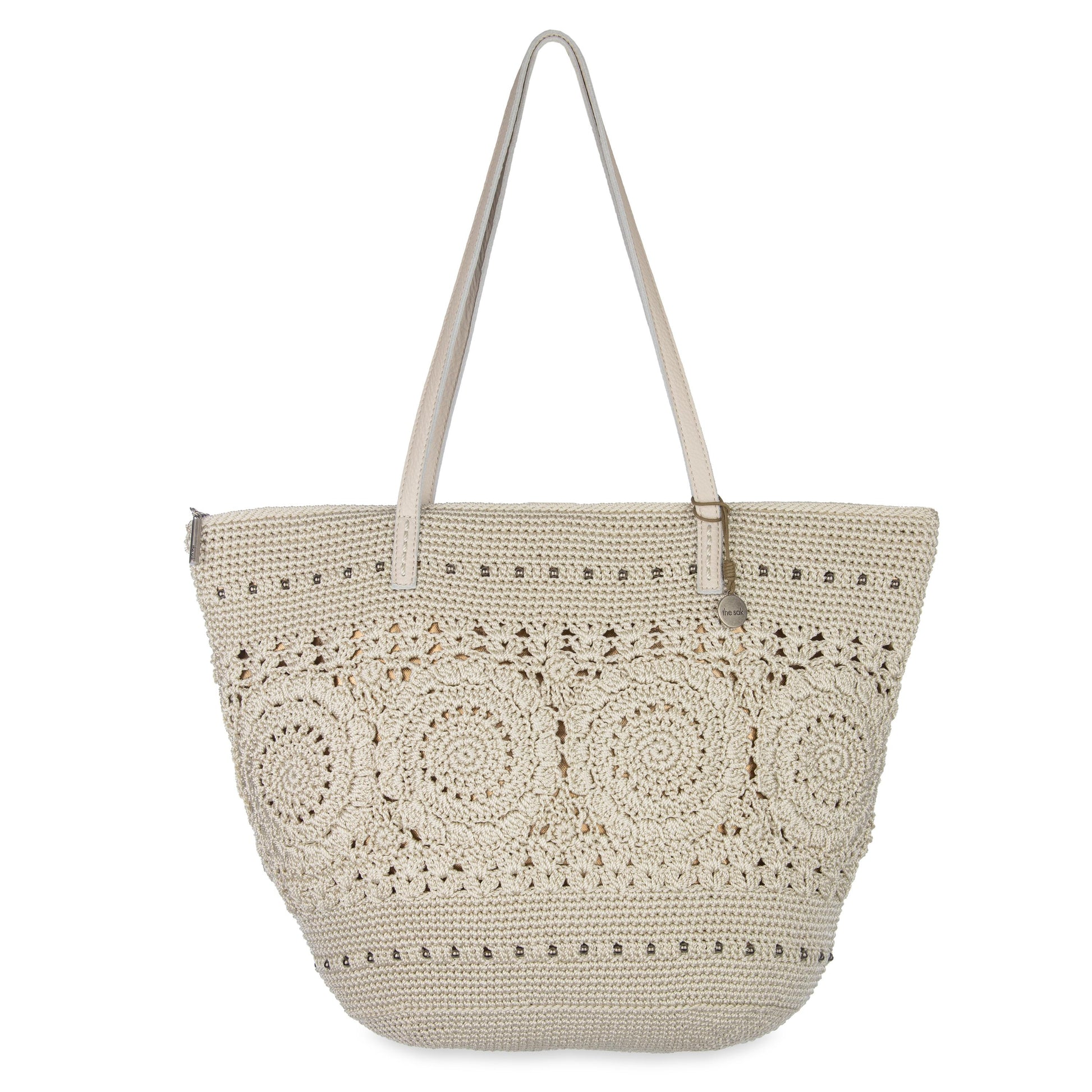 The Sak Faye Large Tote Crochet - Natural Medallion