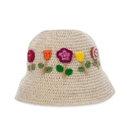 Lanie Bucket Hat - Hand Crochet - Flower Ecru