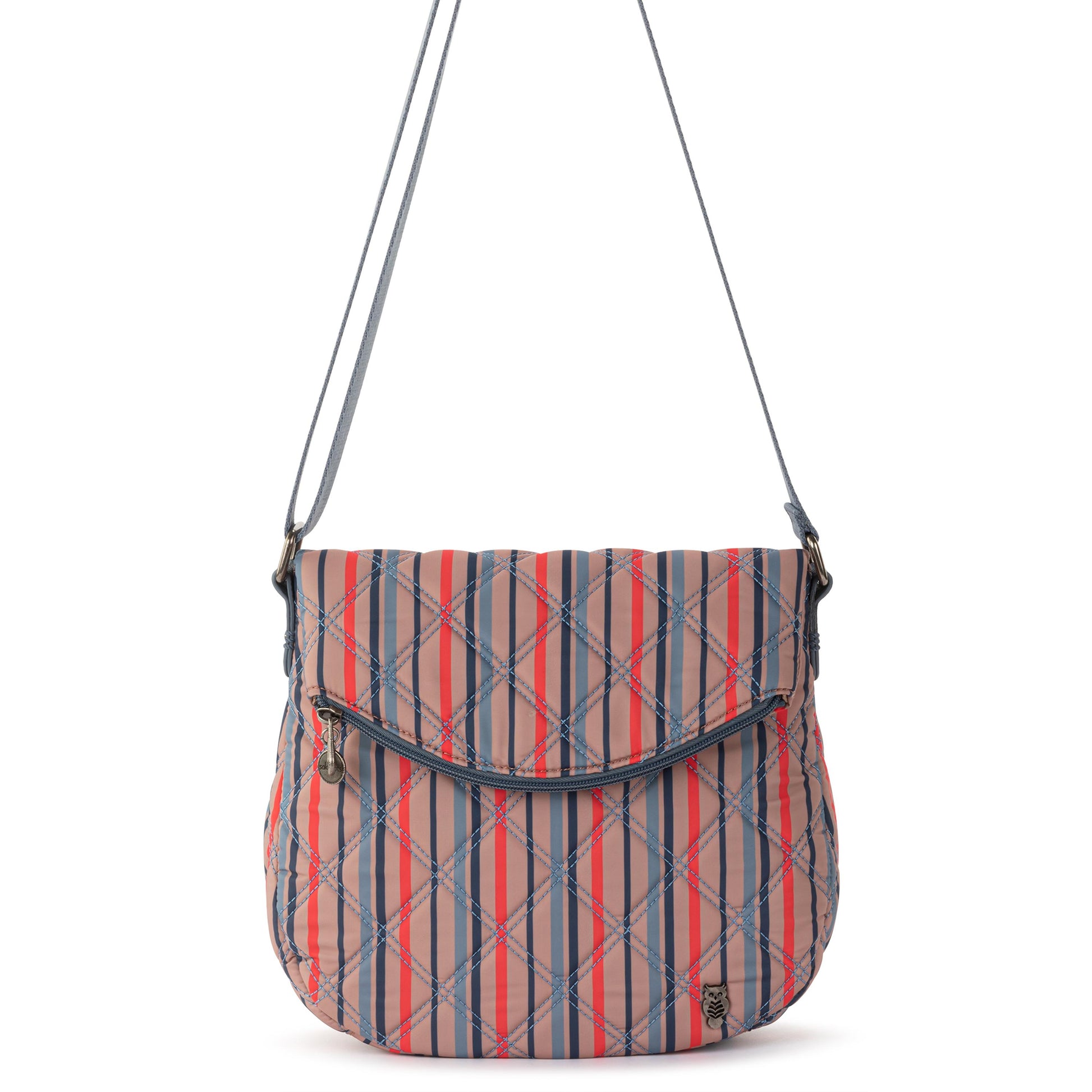 Sakroots Foldover Crossbody EcoTwill - Vintage Multi Stripe Diamond Quilted