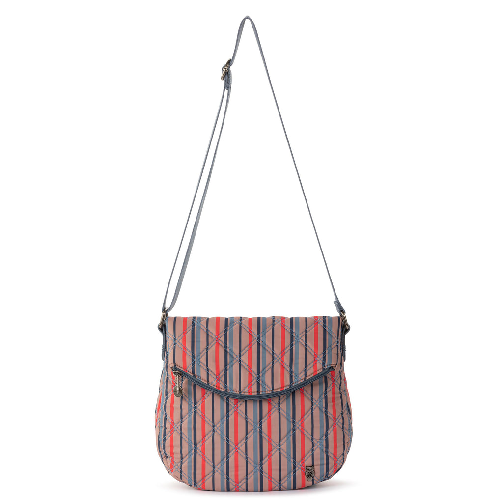 Sakroots Foldover Crossbody - EcoTwill - Vintage Multi Stripe Diamond Quilted