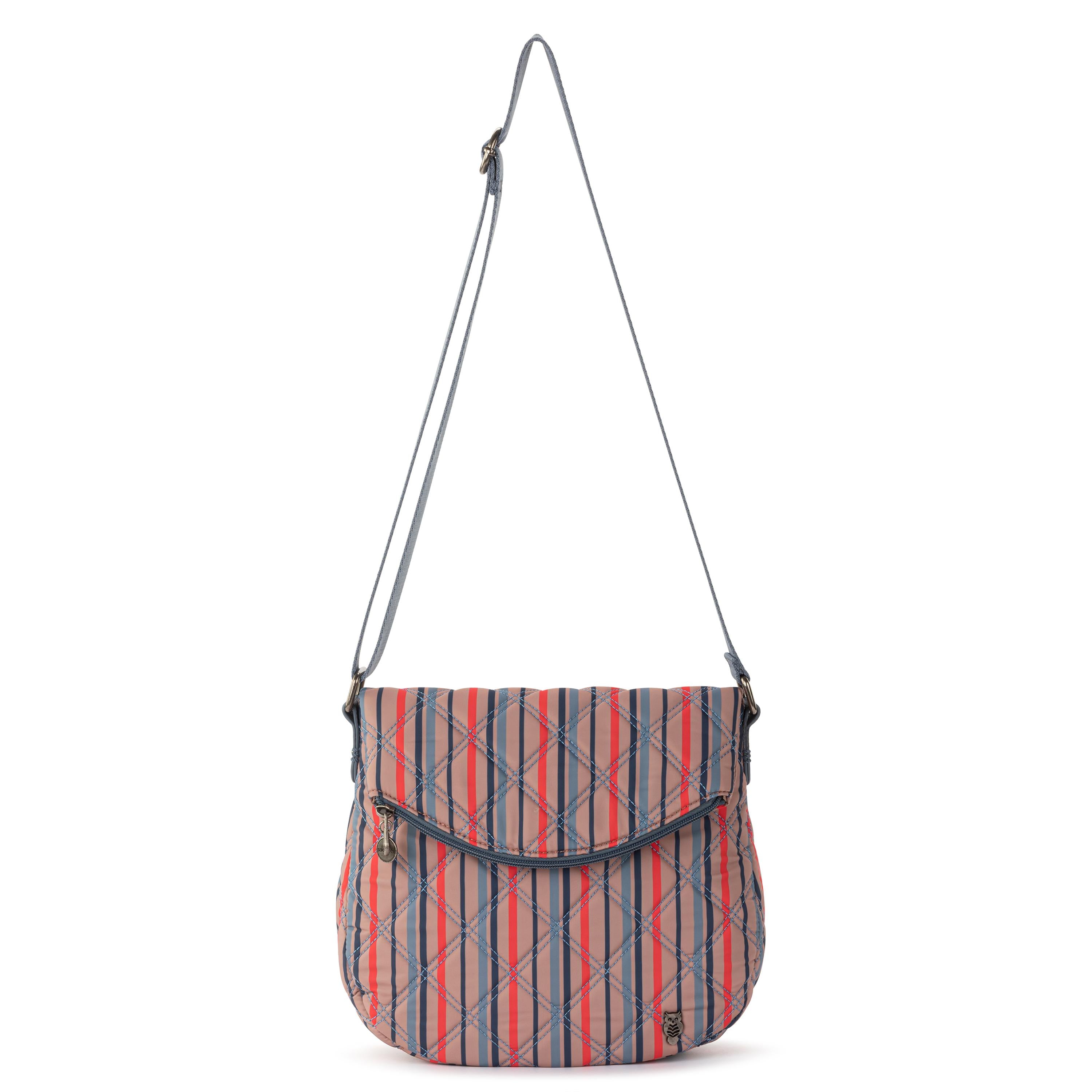 Sakroots Foldover Crossbody - EcoTwill - Vintage Multi Stripe Diamond Quilted