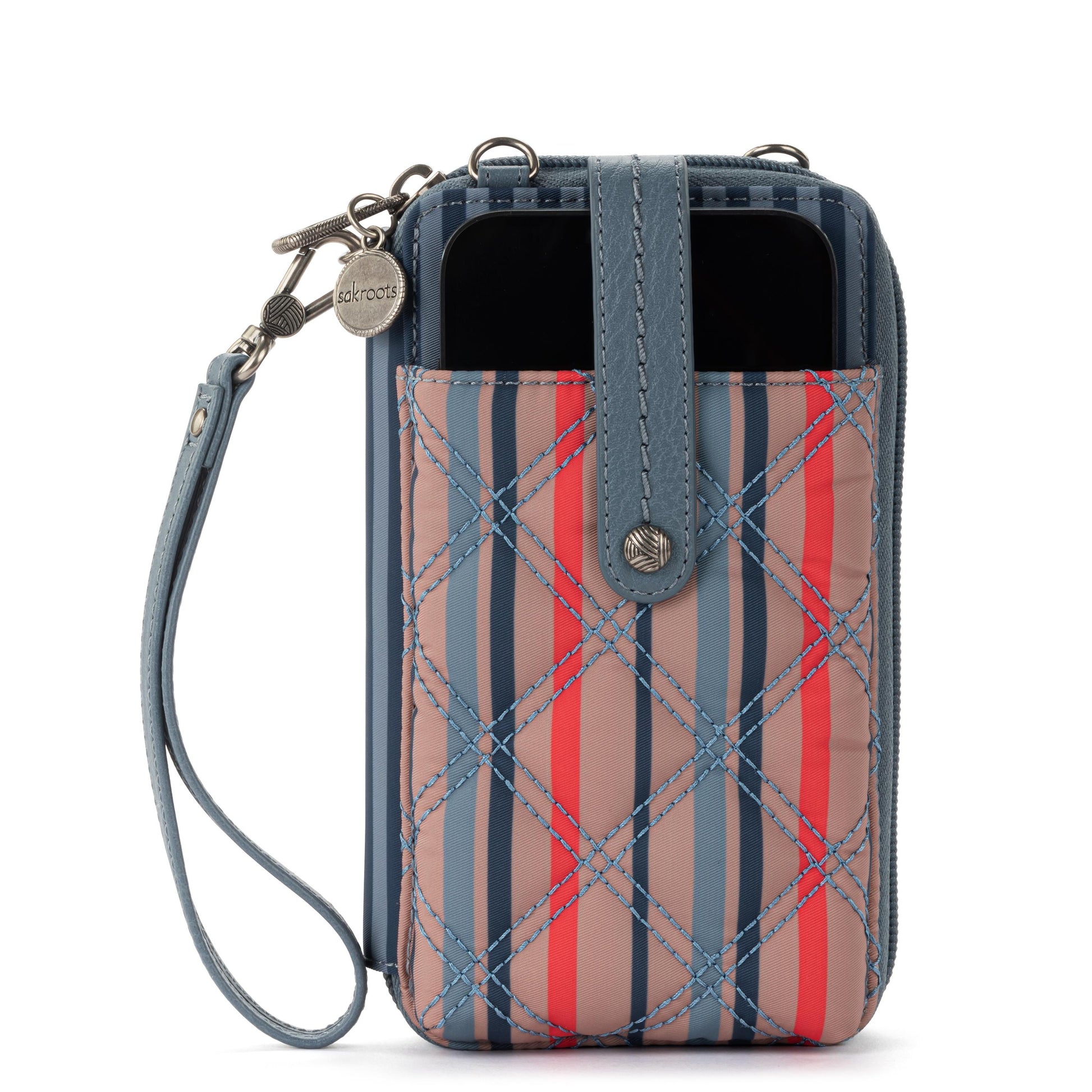 Sakroots Salinas Smartphone Crossbody EcoTwill - |Vintage Multi Stripe Diamond Quilted|