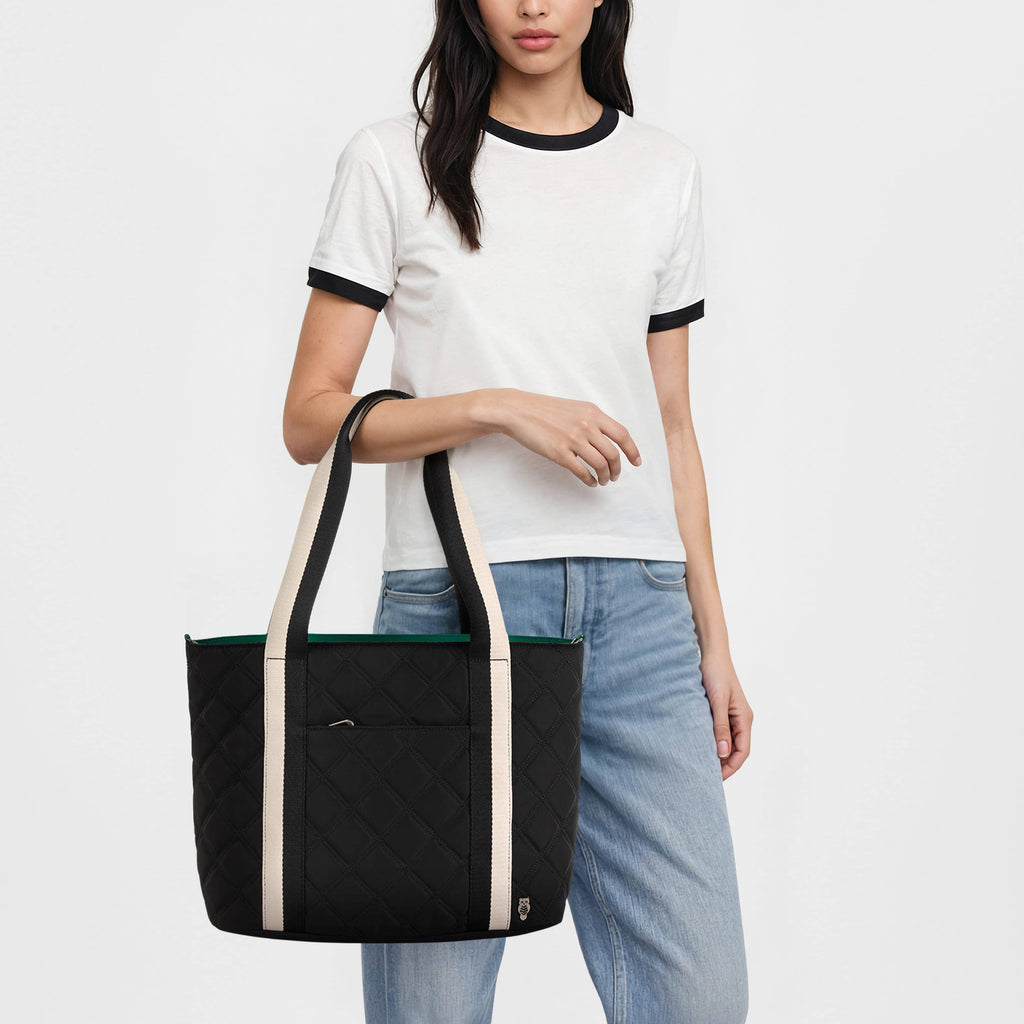 Sakroots Arlo Large Tote - EcoTwill - Black Diamond Quilted