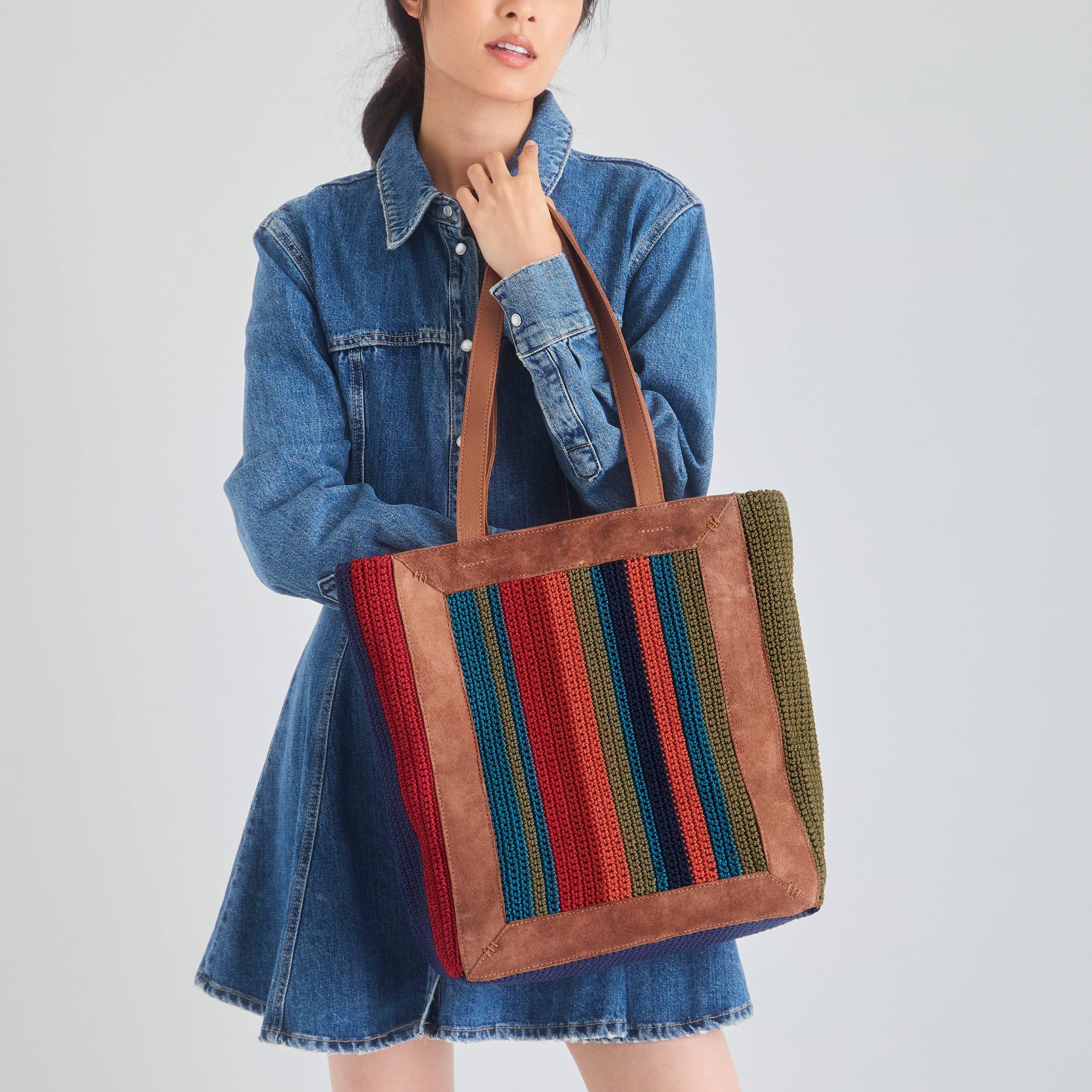 The Sak Lanie Market Tote - Hand Crochet - Serape Stripe