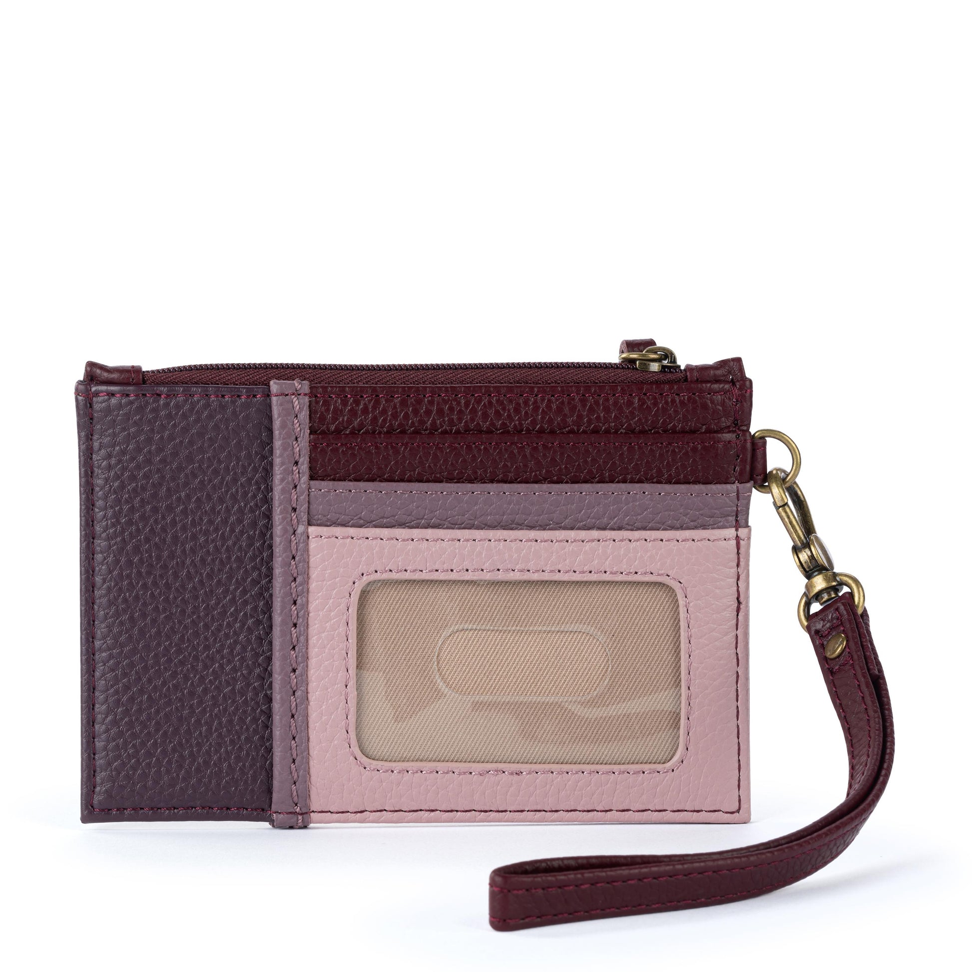The Sak Iris Card Wristlet Leather - Black Cherry Block