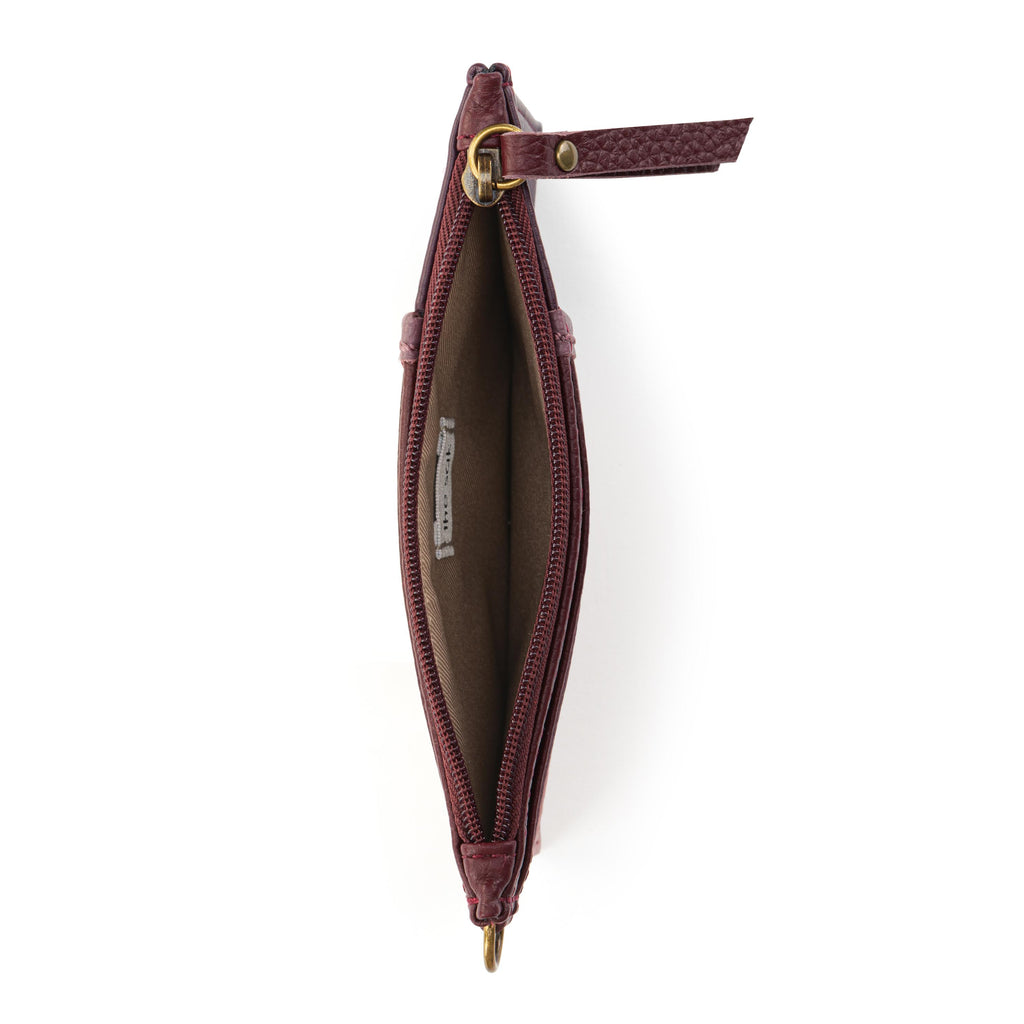 The Sak Iris Card Wristlet - Leather - Black Cherry Block