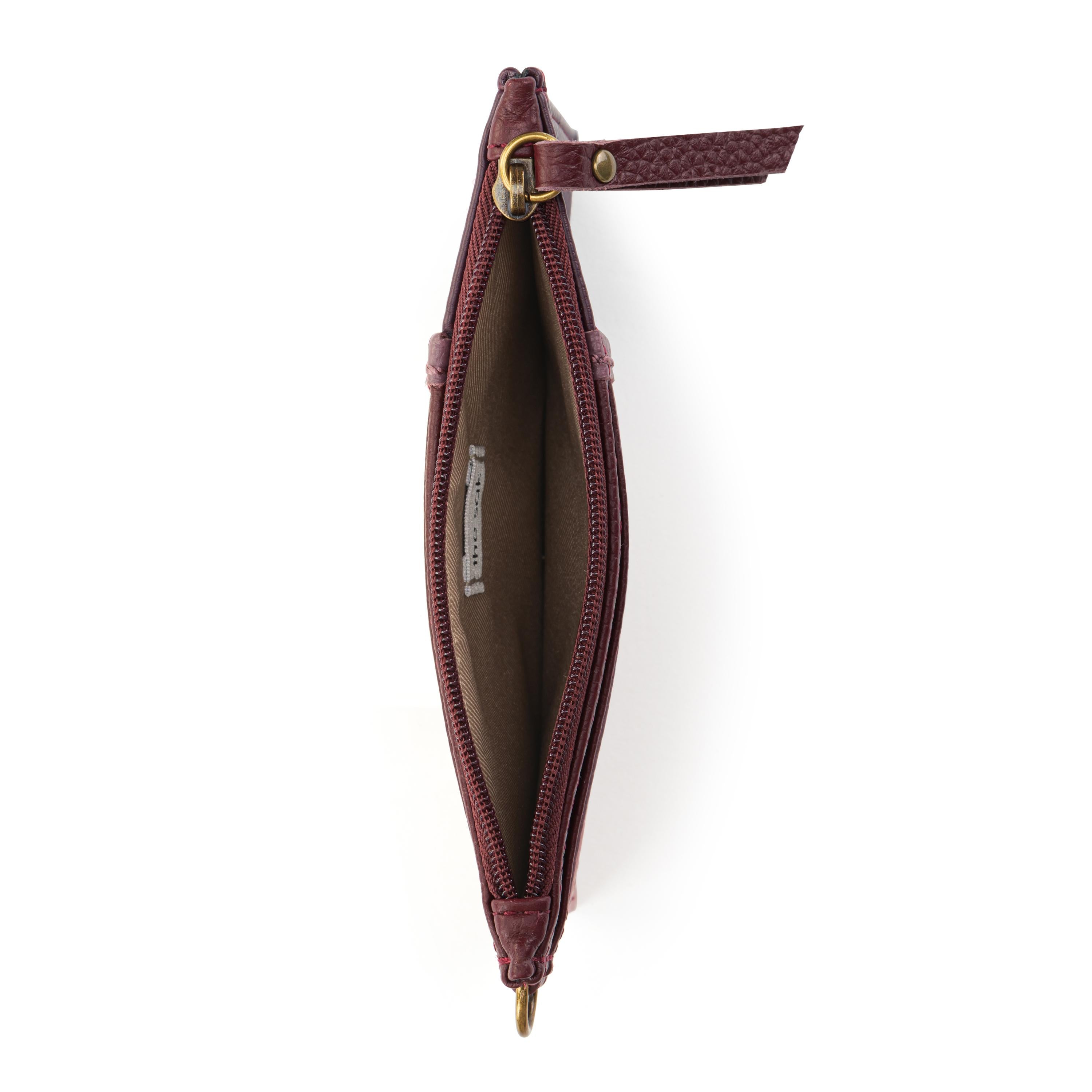 The Sak Iris Card Wristlet - Leather - Black Cherry Block