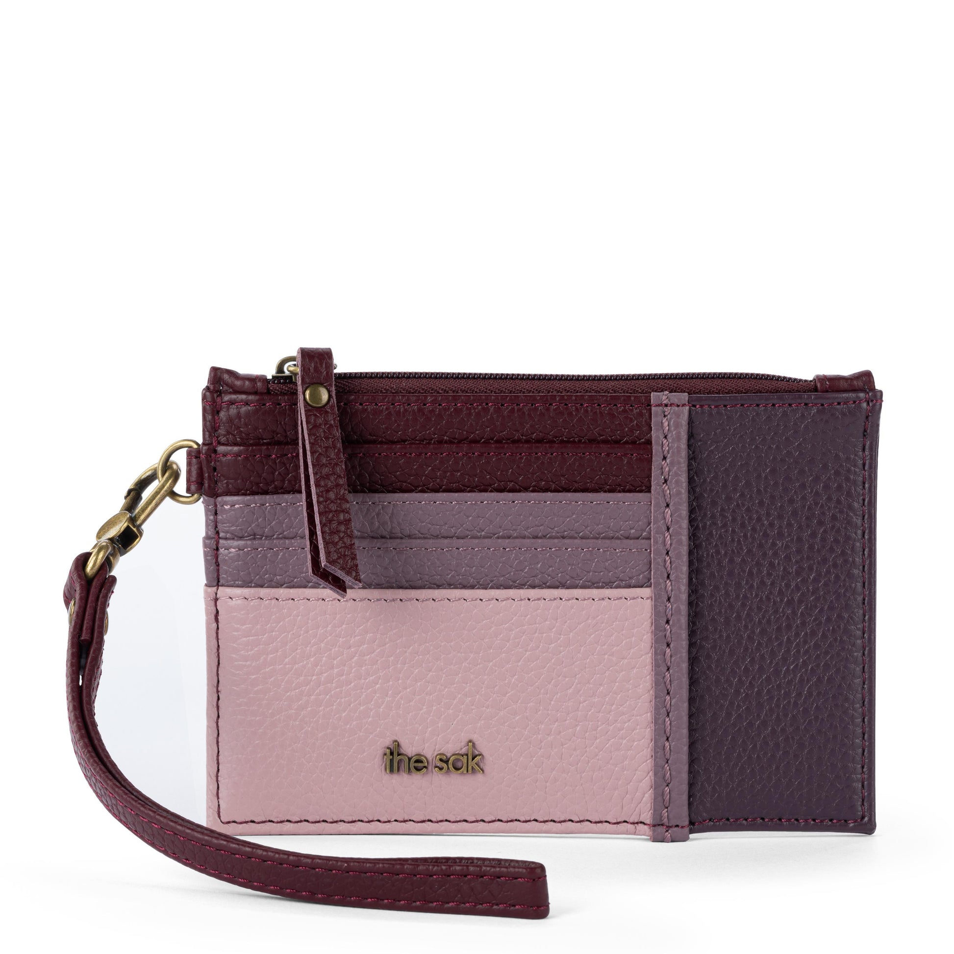 The Sak Iris Card Wristlet Leather - Black Cherry Block