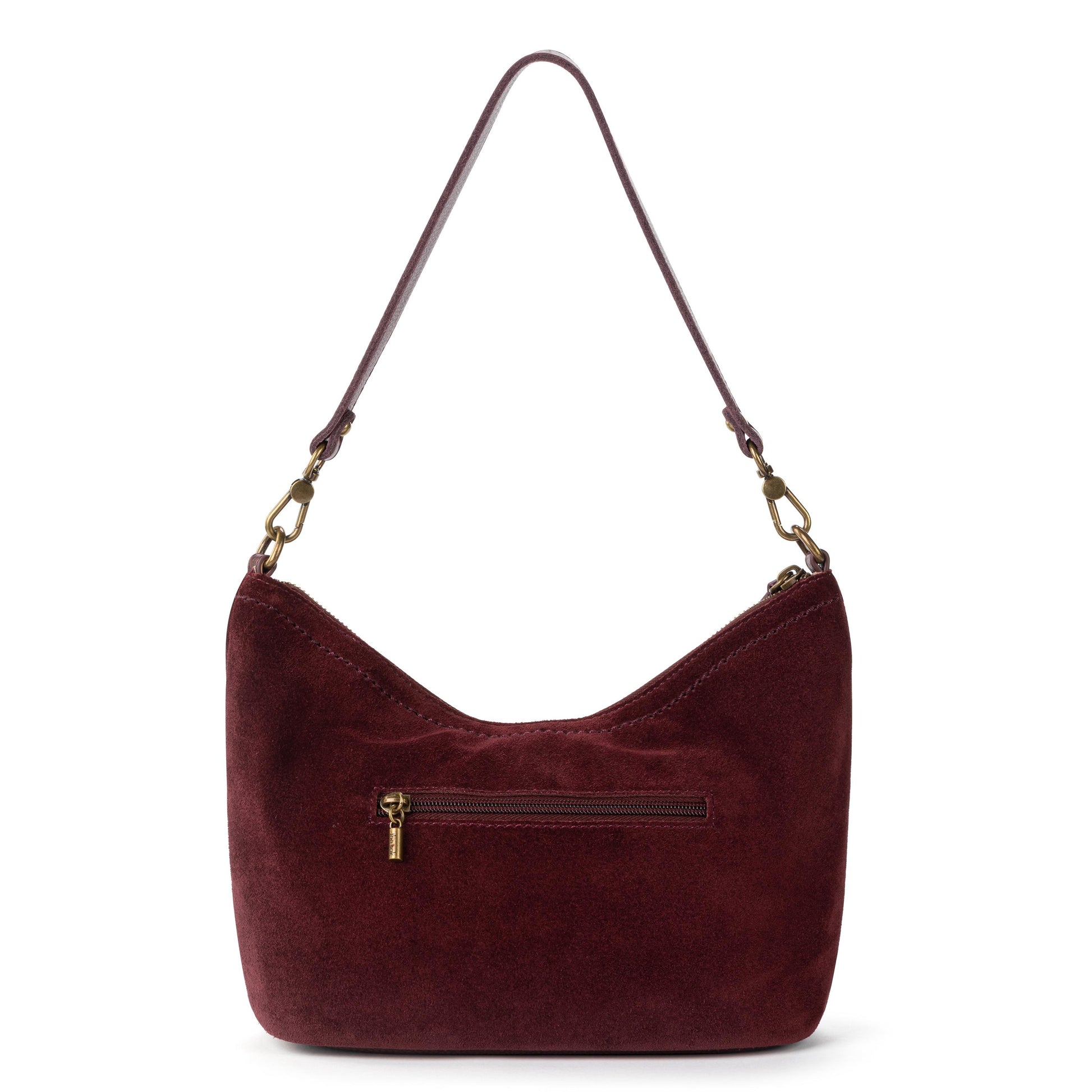 The Sak Jasmine Small Hobo Leather - Black Cherry Suede