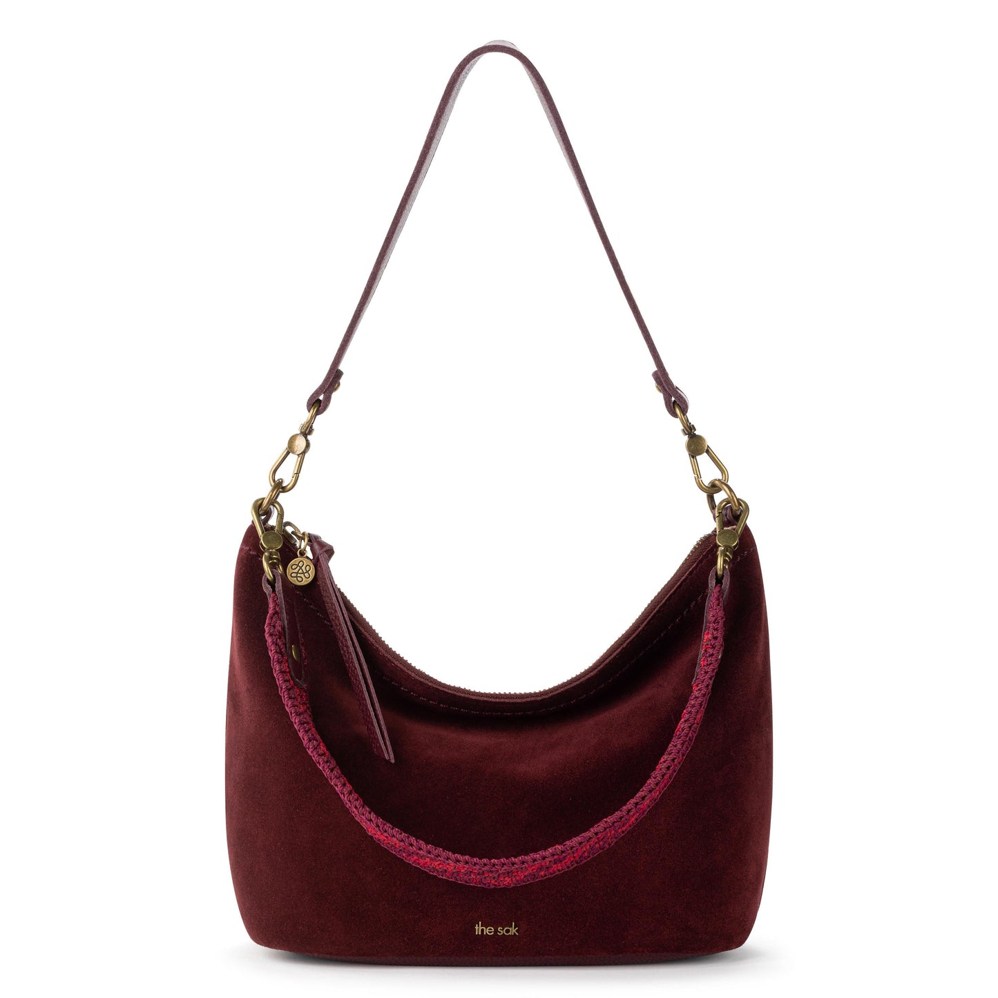 The Sak Jasmine Small Hobo Leather - Black Cherry Suede