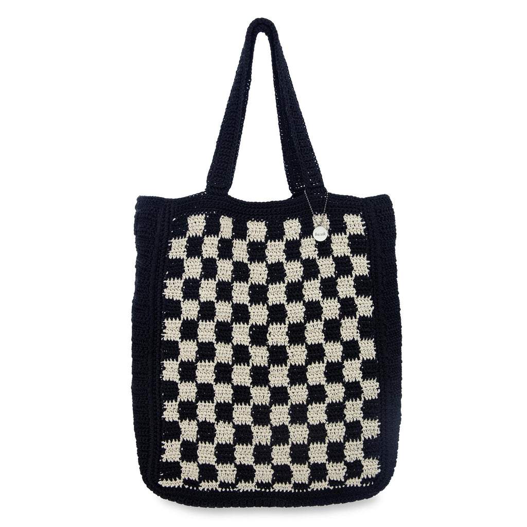 The Sak Lanie Market Tote - Hand Crochet - Black Check
