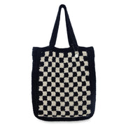 Lanie Market Tote - Hand Crochet - Black Check