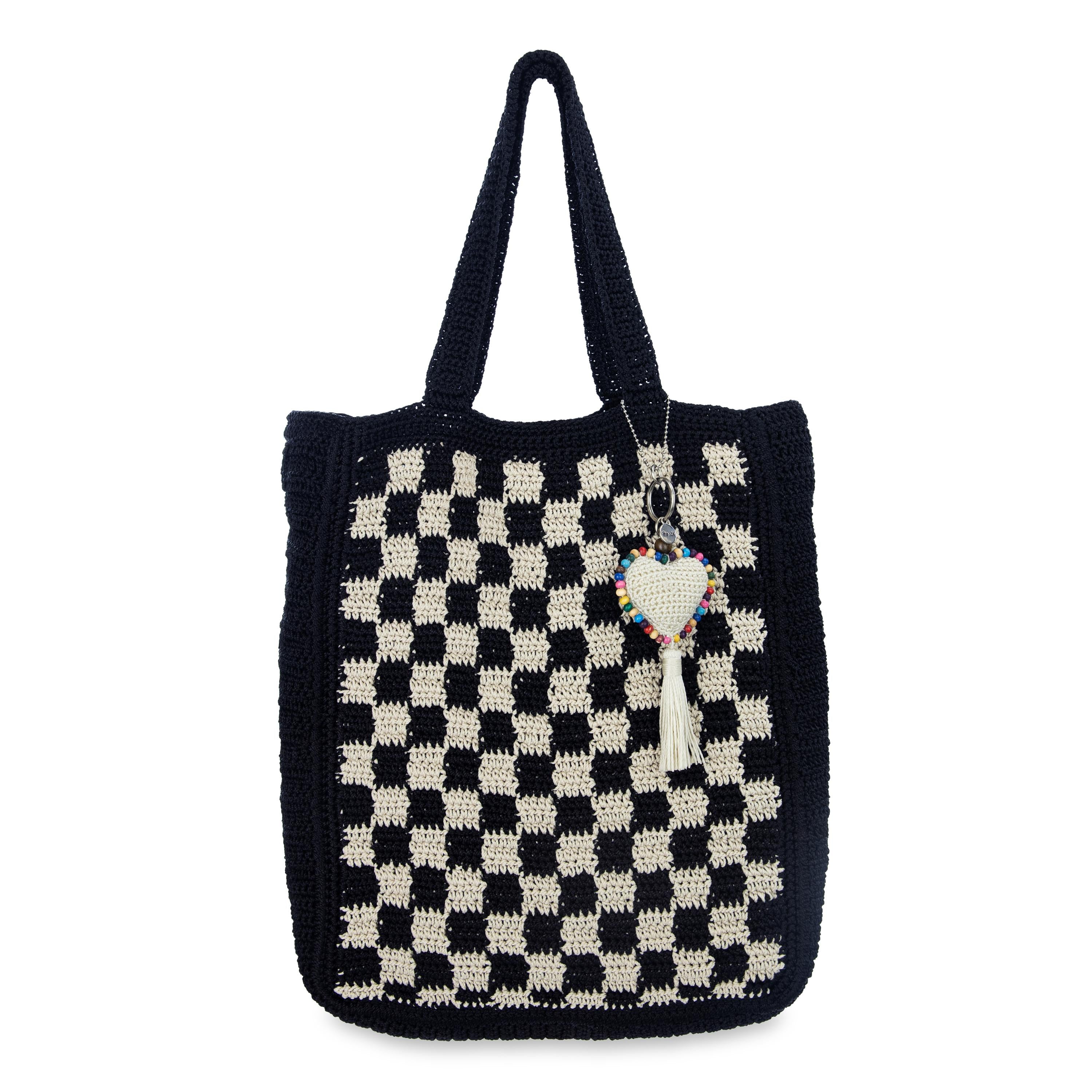 The Sak Lanie Market Tote - Hand Crochet - Black Check