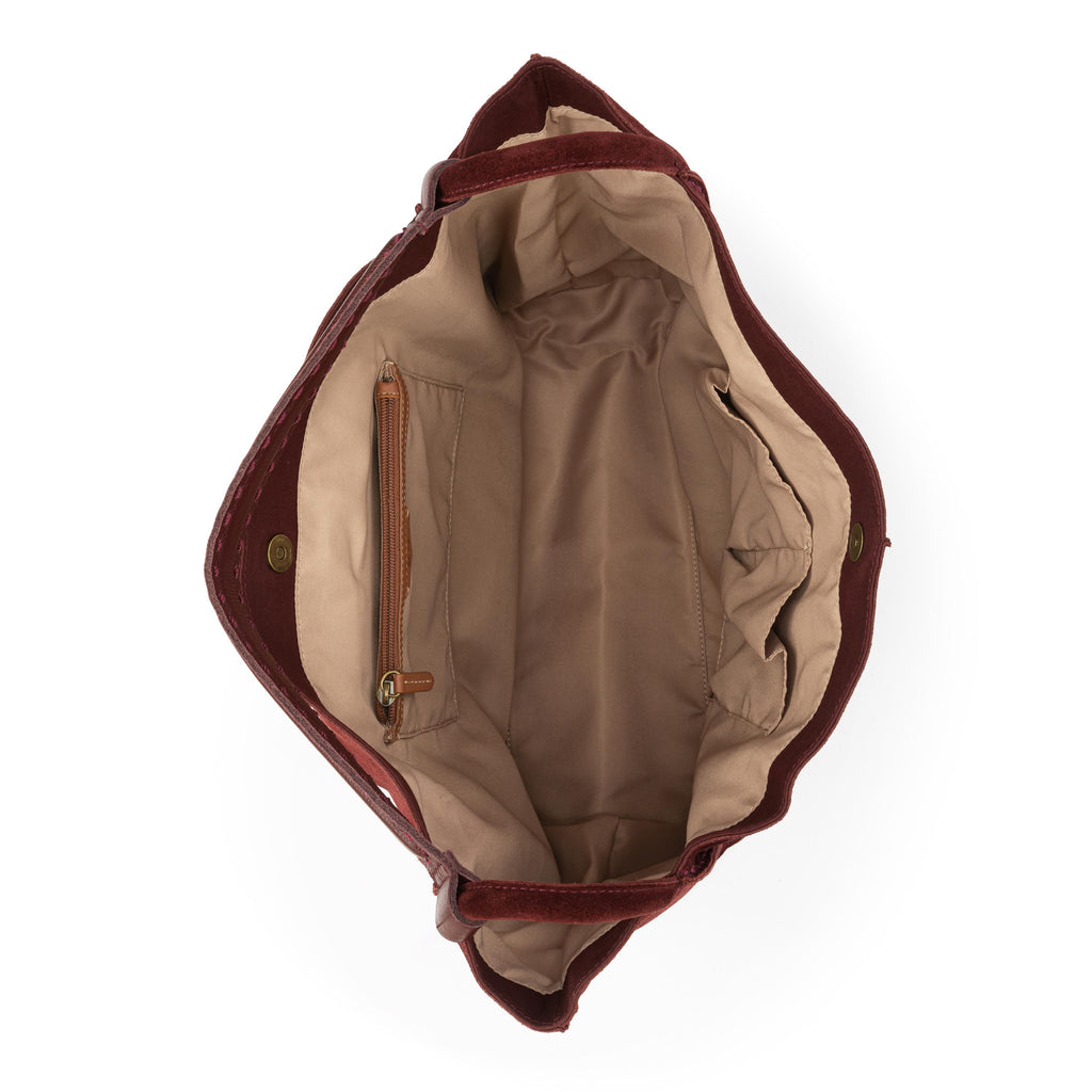 The Sak Los Feliz Large Tote - Leather - Black Cherry Suede