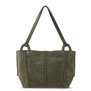 Los Feliz Satchel - Leather - Moss Suede