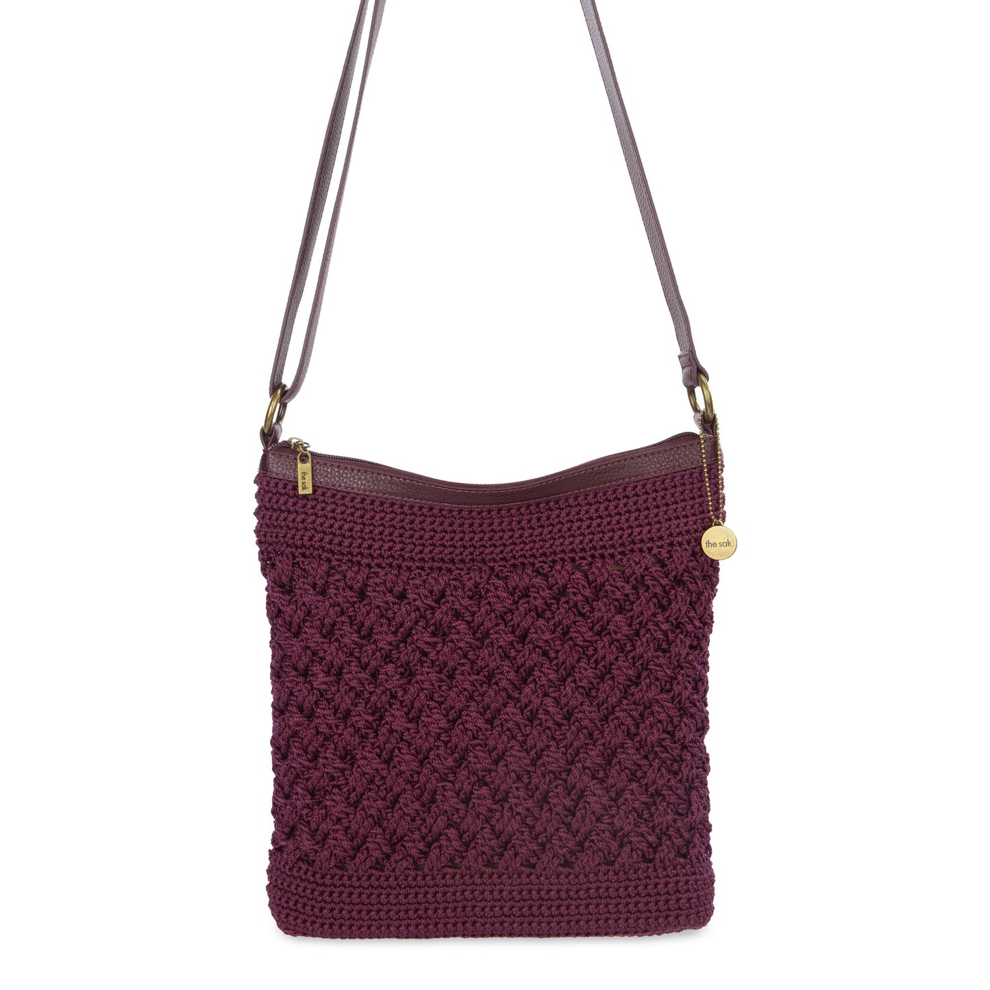 The Sak Lucia Crossbody Crochet - Black Cherry Cozy Weave