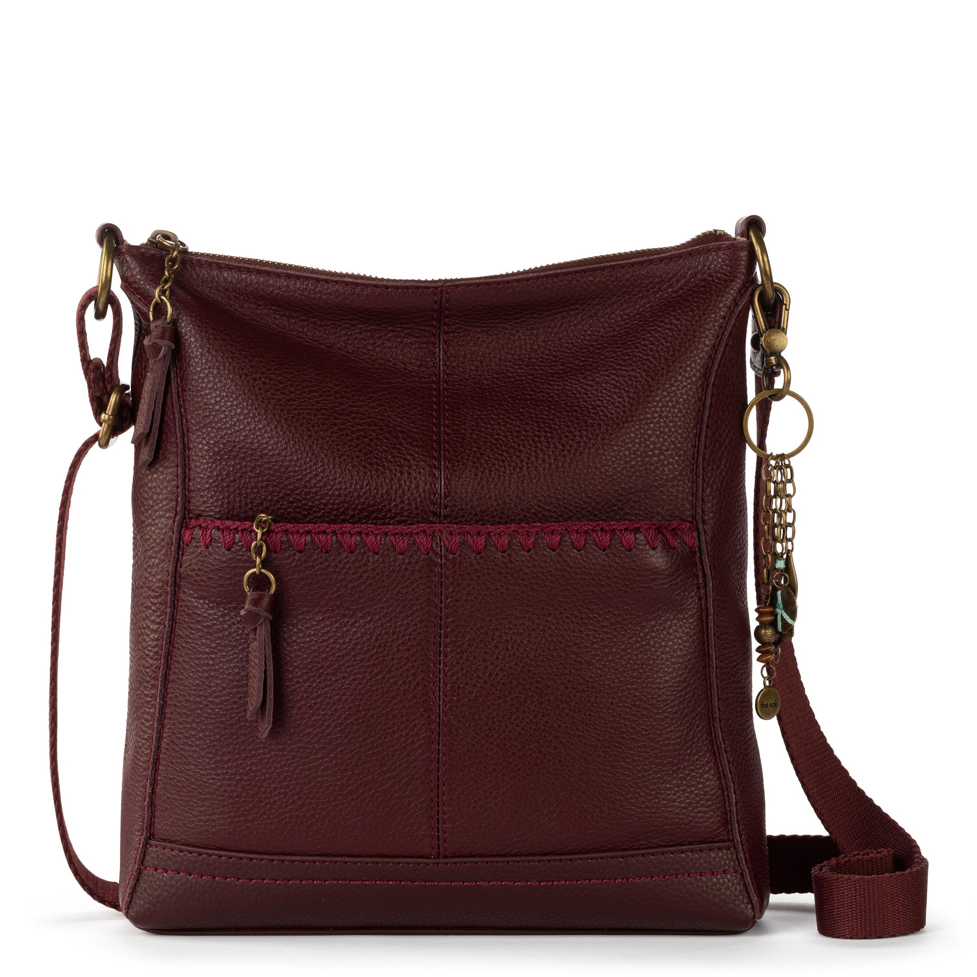 The Sak Lucia Crossbody Leather - Black Cherry Stitch