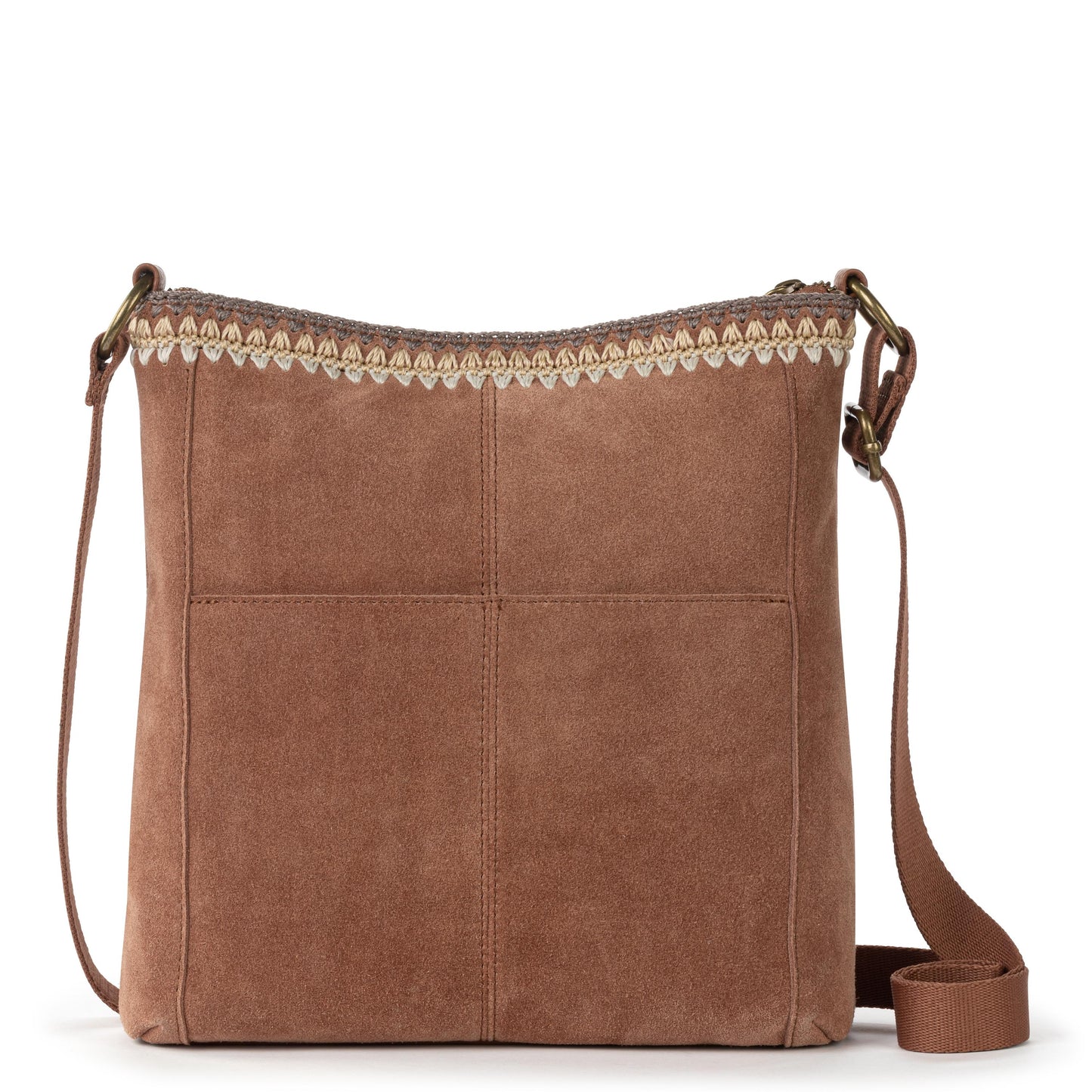 The Sak Lucia Crossbody Leather - Tobacco Suede Blanket Stitch