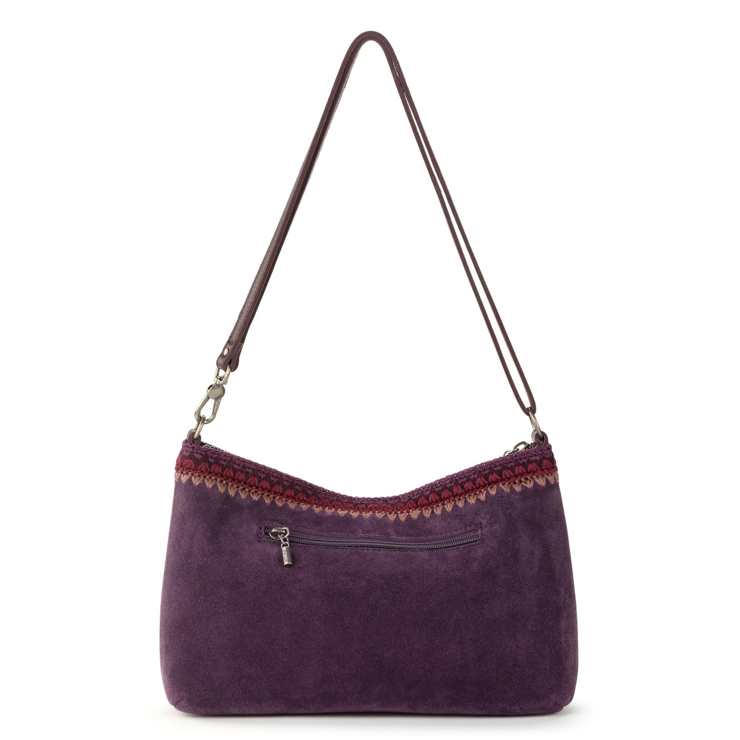 The Sak Lumi Crossbody Leather - Aubergine Suede Blanket Stitch