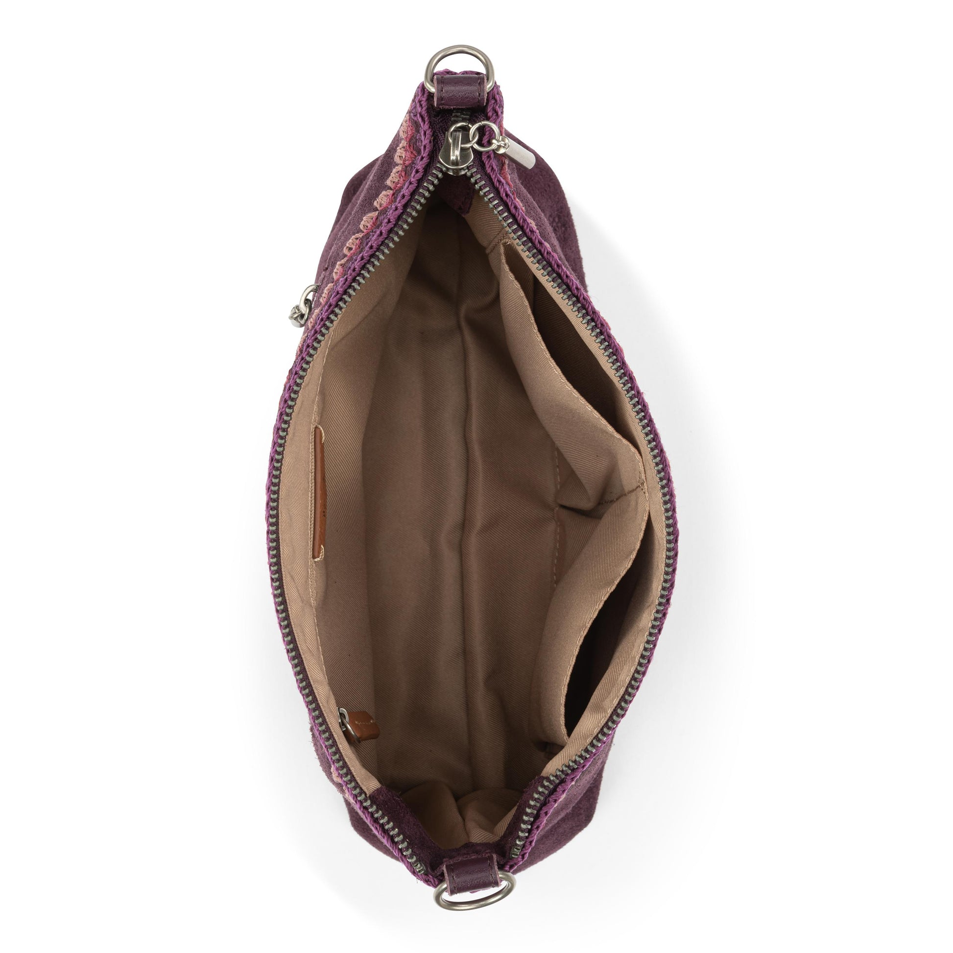 The Sak Lumi Crossbody Leather - Aubergine Suede Blanket Stitch