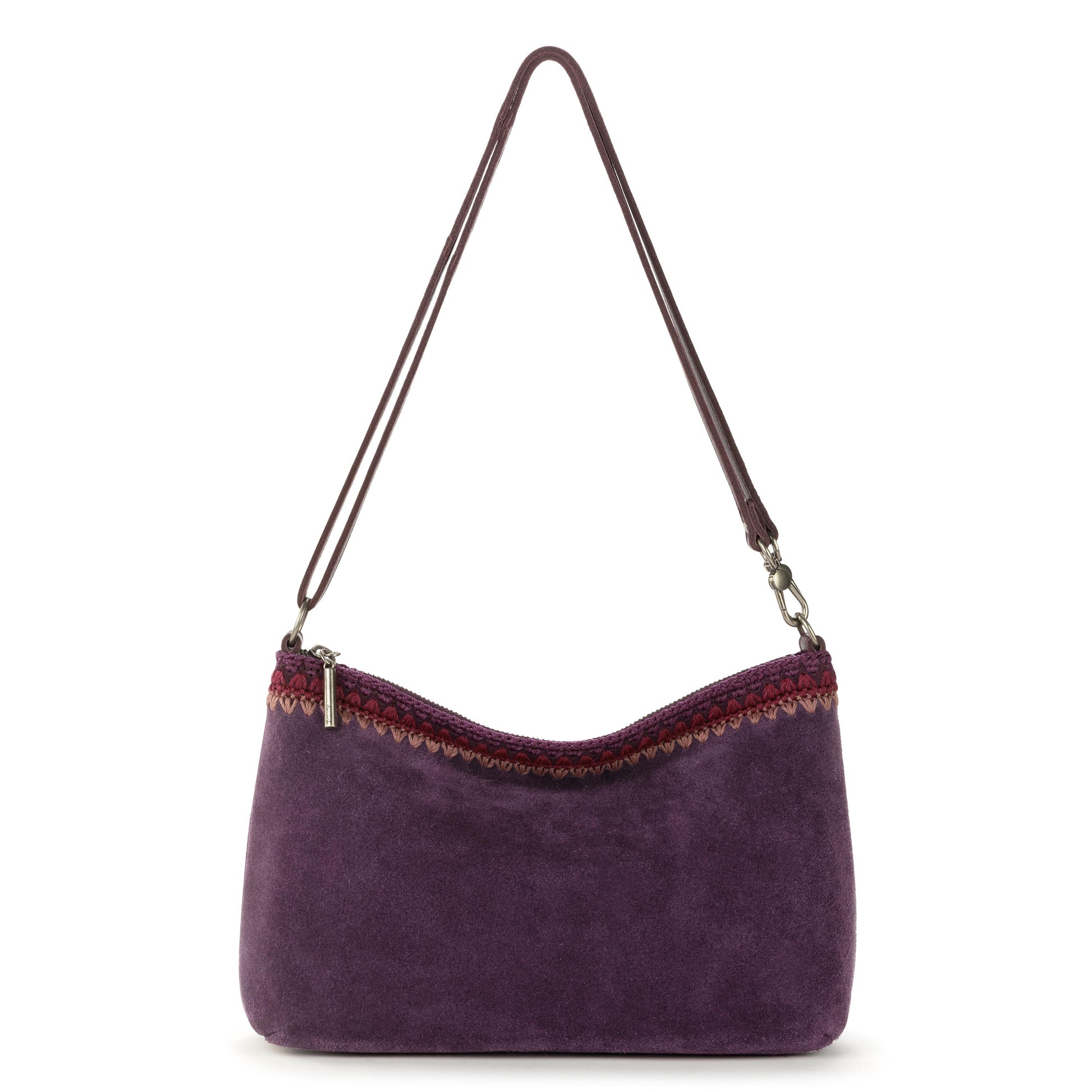 The Sak Lumi Crossbody Leather - Aubergine Suede Blanket Stitch