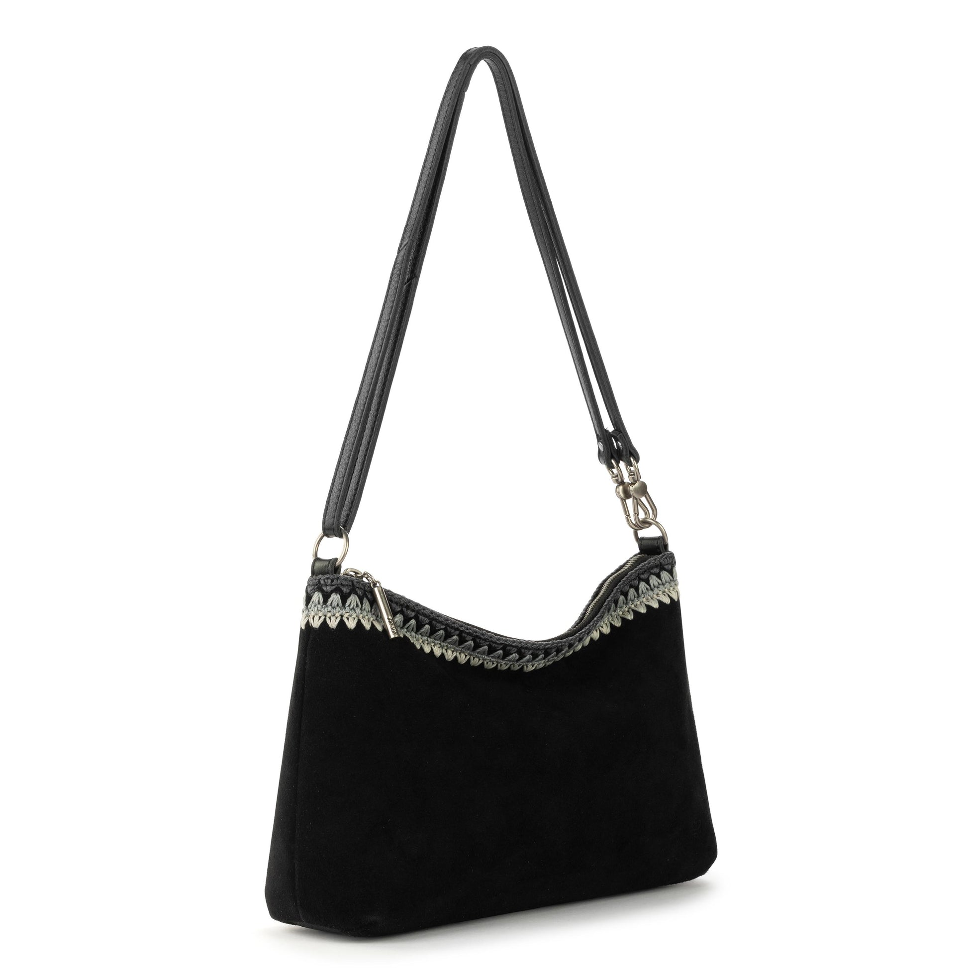 The Sak Lumi Crossbody Leather - Black Suede Blanket Stitch