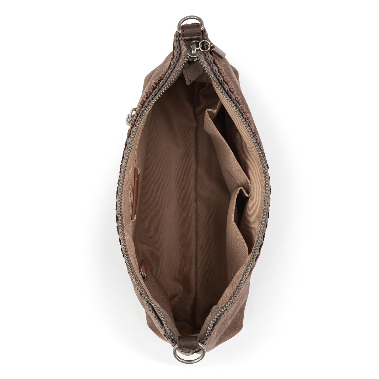 The Sak Lumi Crossbody Leather - Mushroom Suede Blanket Stitch