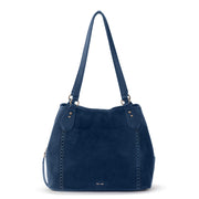 Melrose Satchel - Leather - Indigo Suede