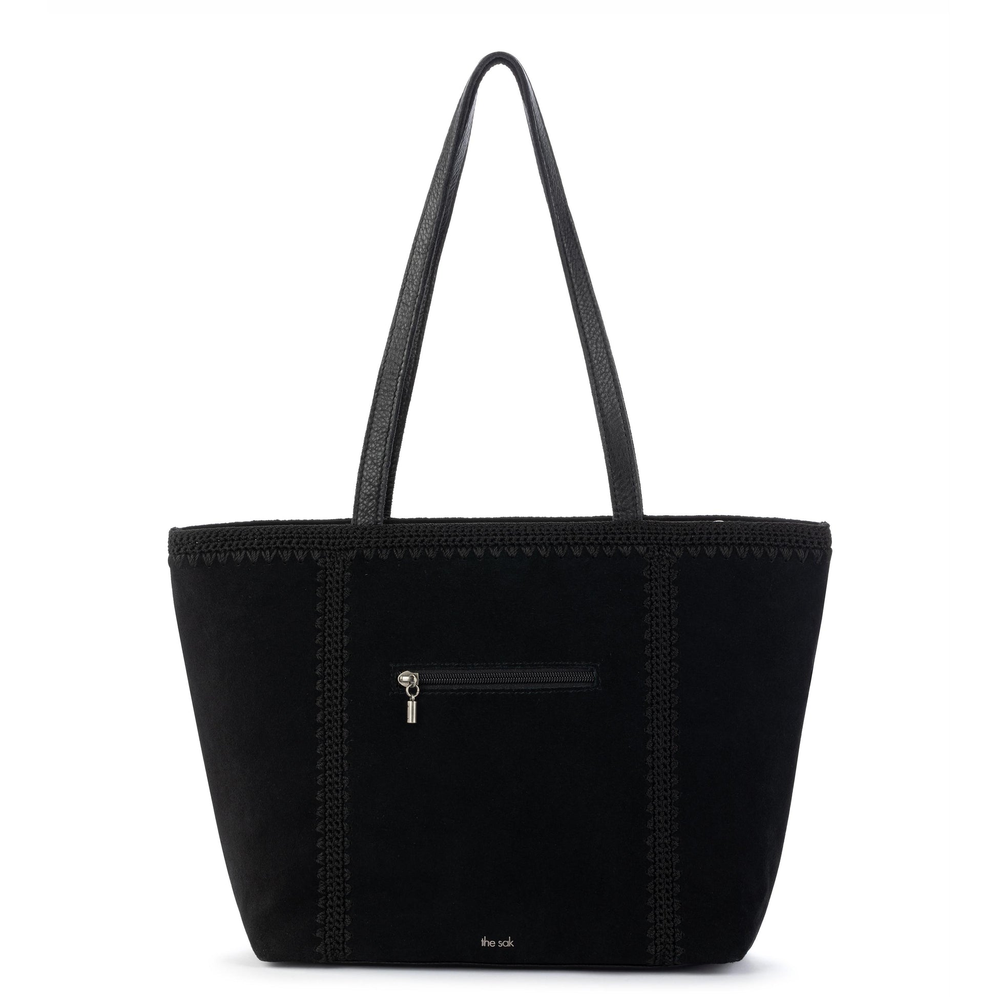 The Sak Melrose Shoulder Tote Leather - Black Suede Patch
