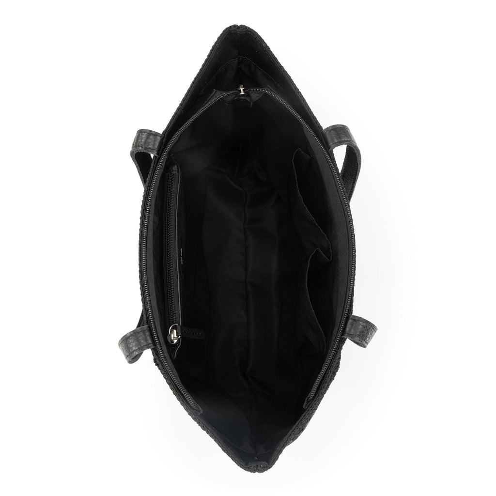 The Sak Metro Tote - Leather - Black Suede Patch
