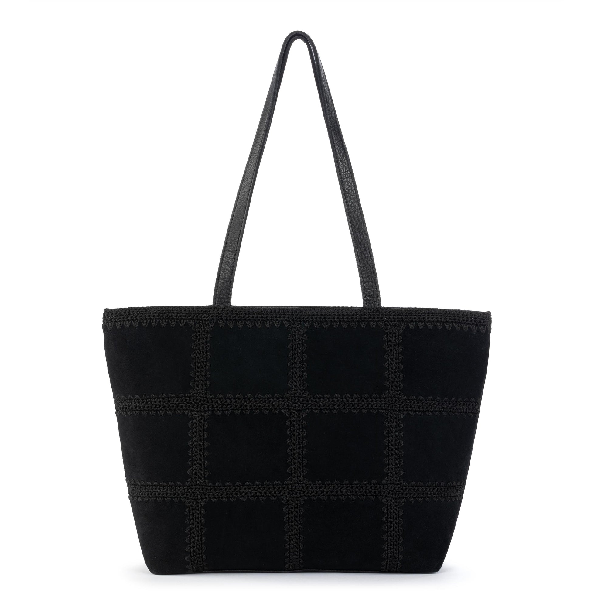 The Sak Melrose Shoulder Tote Leather - Black Suede Patch