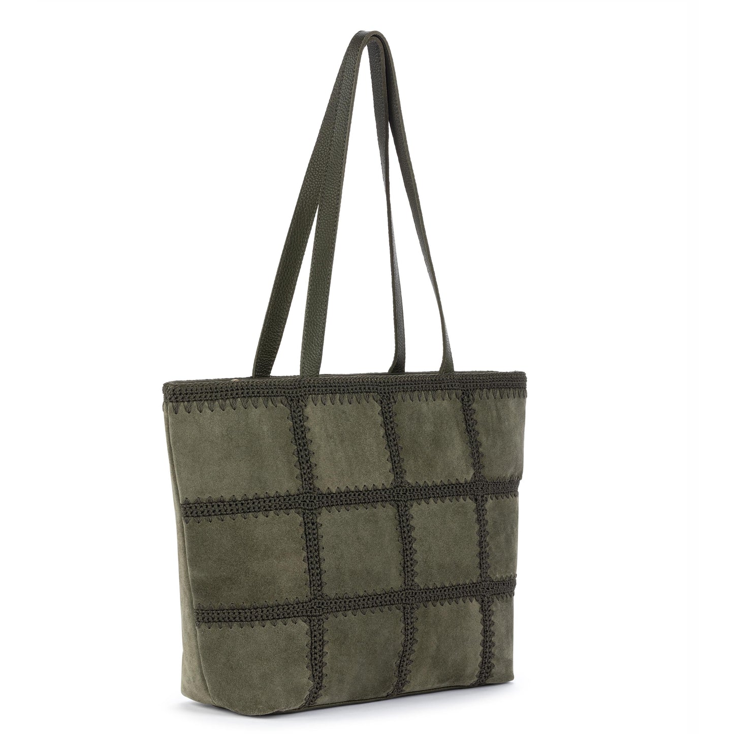 The Sak Melrose Shoulder Tote Leather - Moss Suede Patch