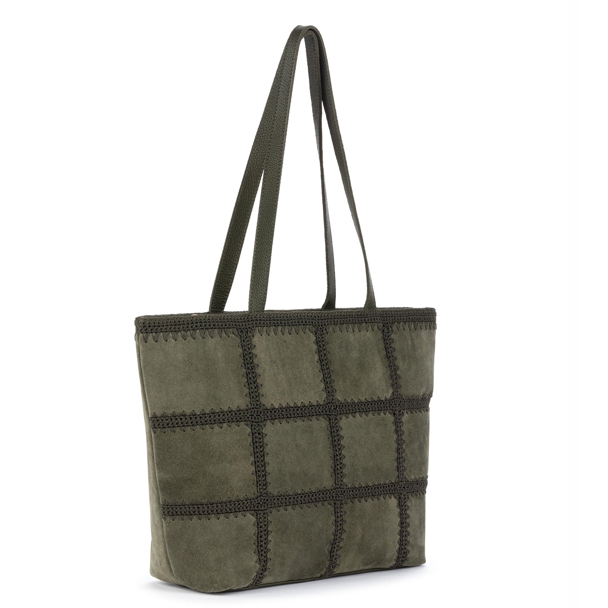 The Sak Melrose Shoulder Tote Leather - Moss Suede Patch