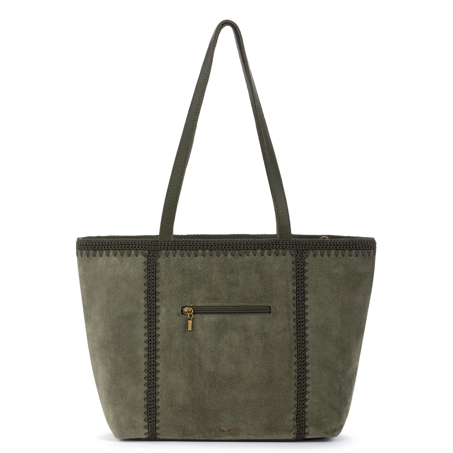 The Sak Melrose Shoulder Tote Leather - Moss Suede Patch