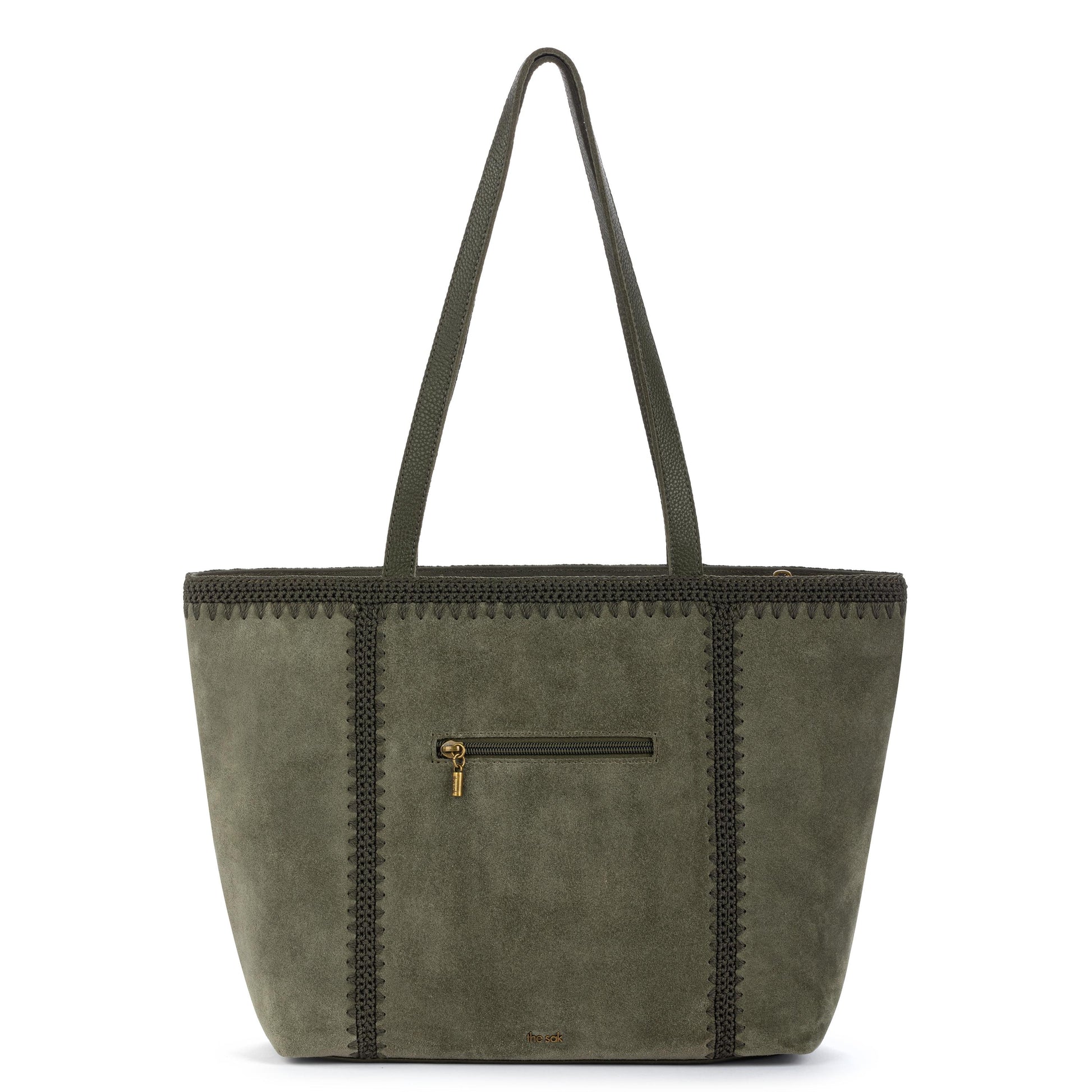 The Sak Melrose Shoulder Tote Leather - Moss Suede Patch