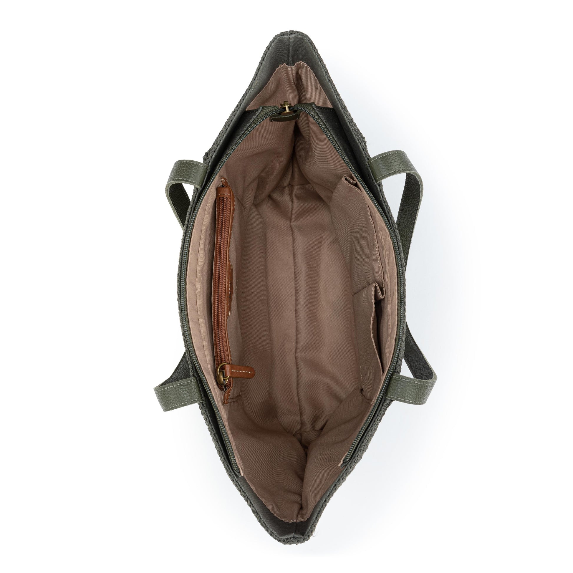 The Sak Melrose Shoulder Tote Leather - Moss Suede Patch