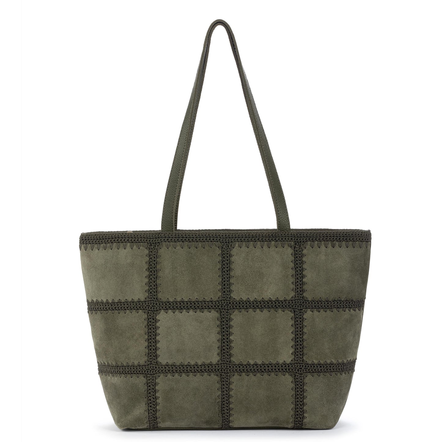 The Sak Melrose Shoulder Tote Leather - Moss Suede Patch