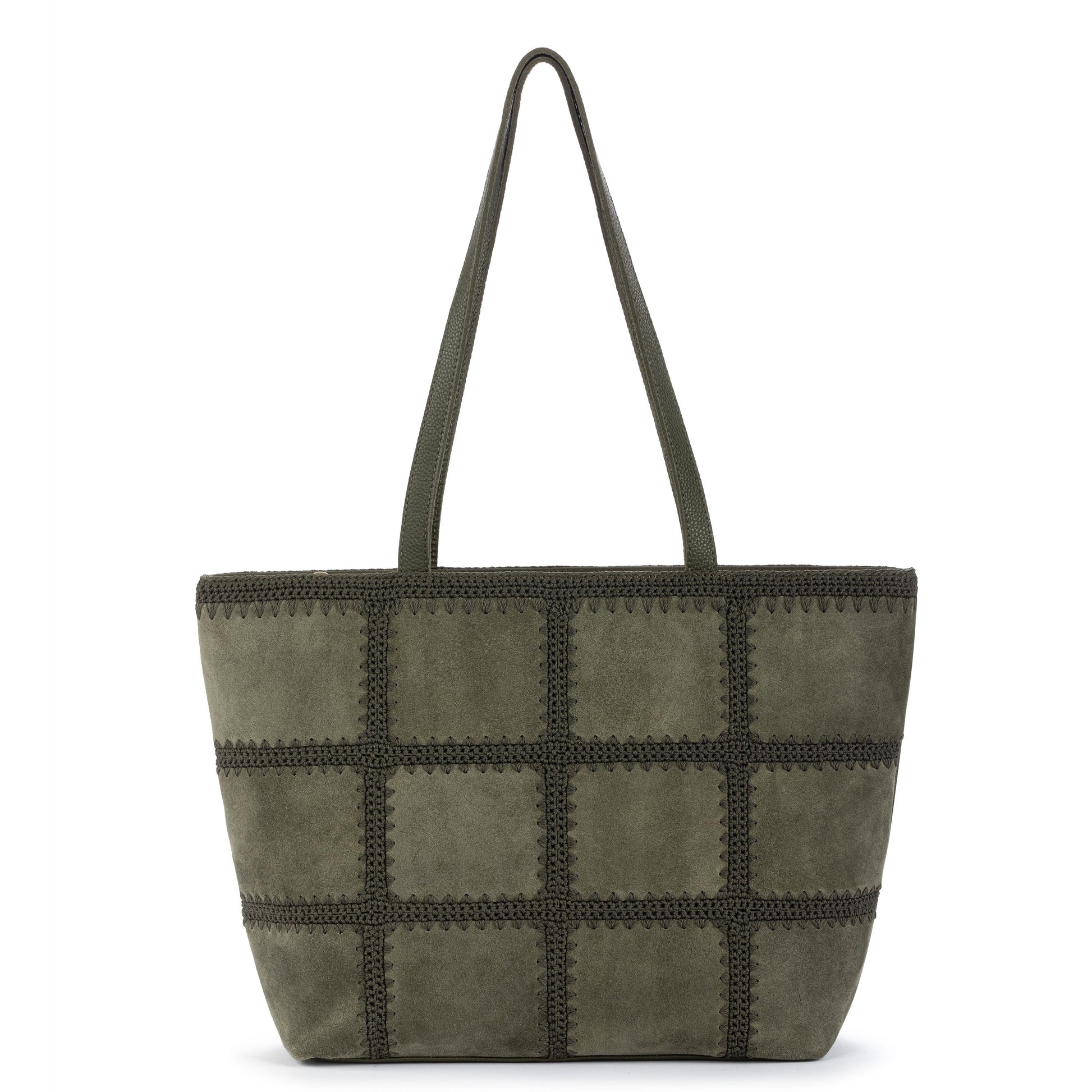 The Sak Melrose Shoulder Tote Leather - Moss Suede Patch