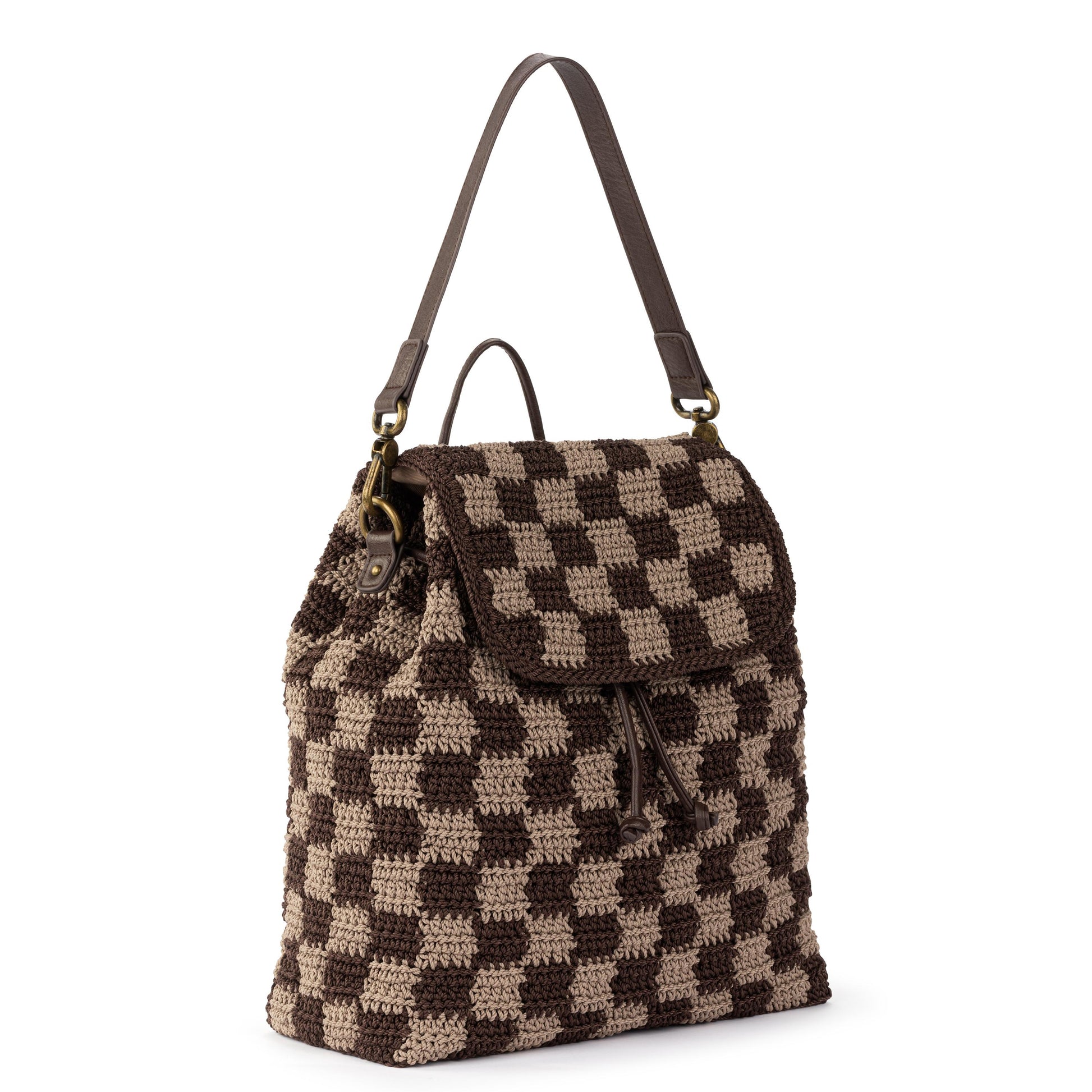 The Sak Sayulita Backpack Crochet - Brown Check