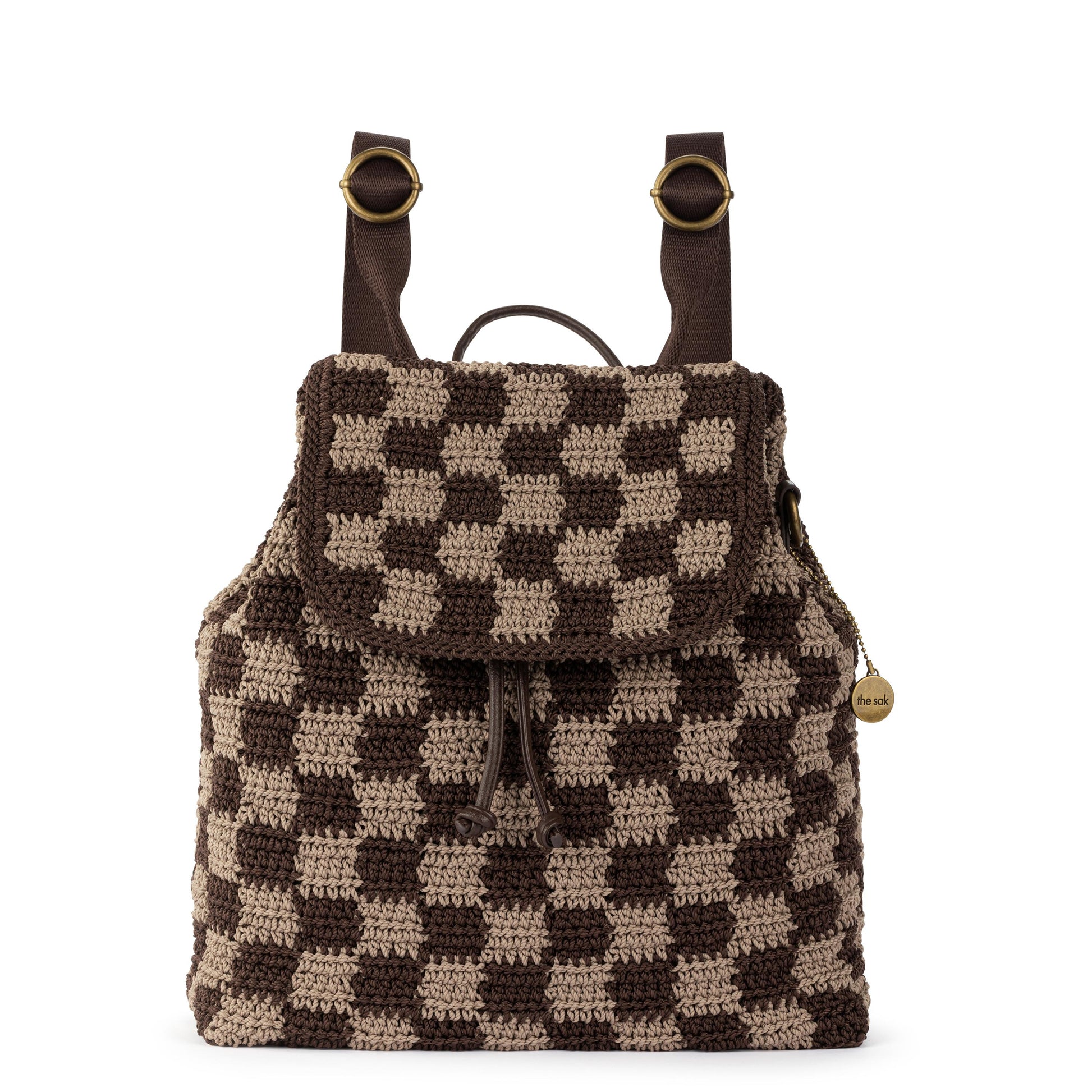 The Sak Sayulita Backpack Crochet - Brown Check