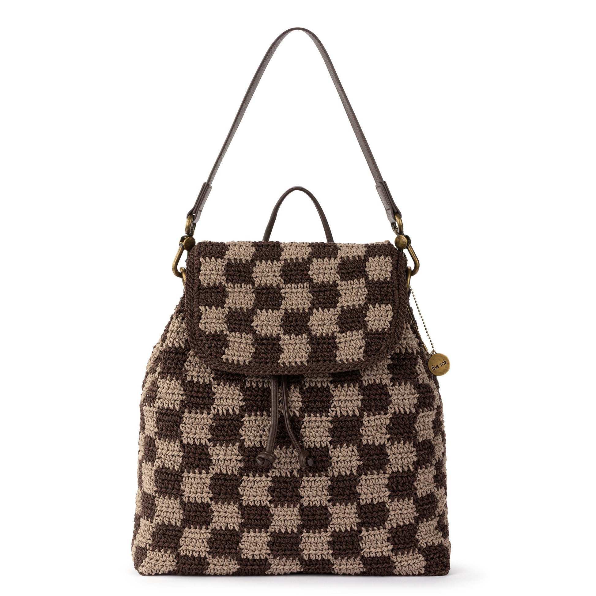 The Sak Sayulita Backpack Crochet - Brown Check