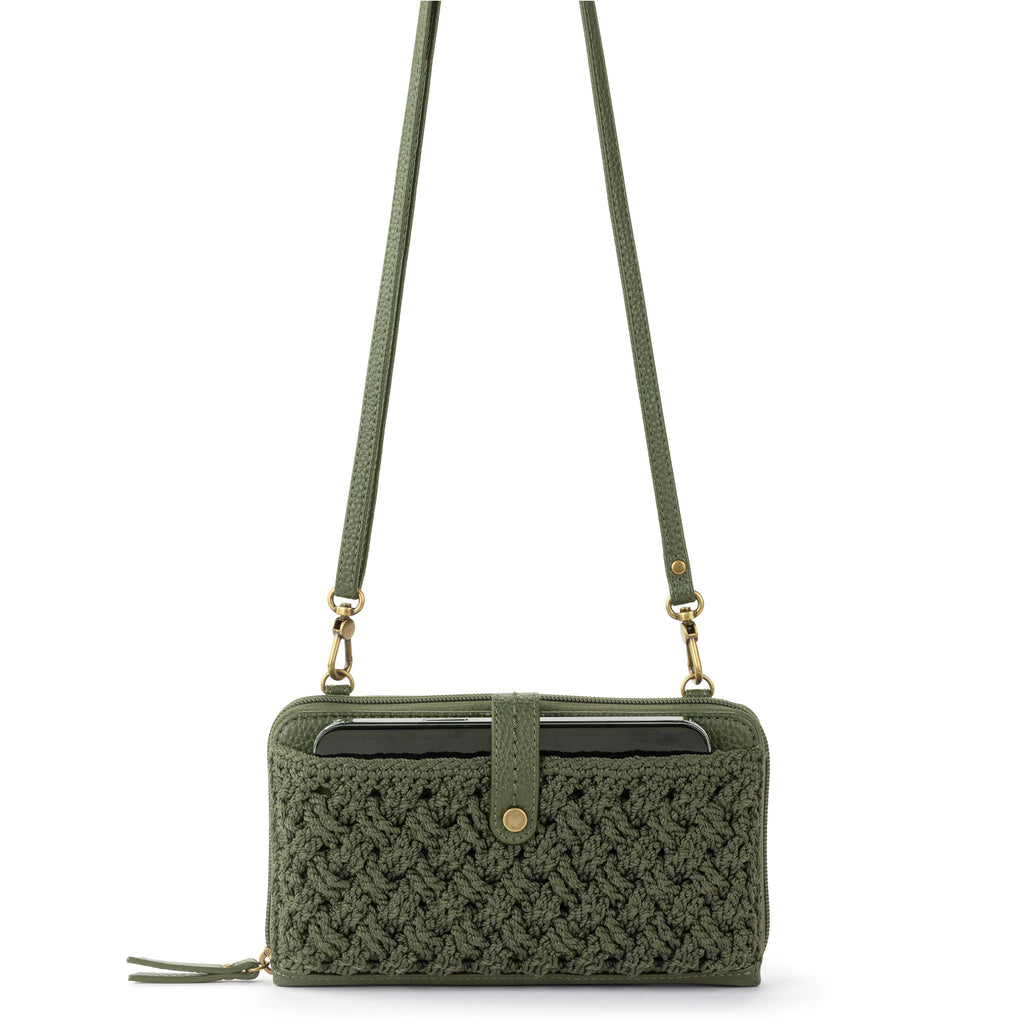 The Sak Iris Smartphone Wallet - Hand Crochet - Moss Cozy Weave