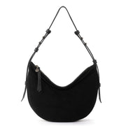 Tess Shoulder Bag - Leather - Black Suede