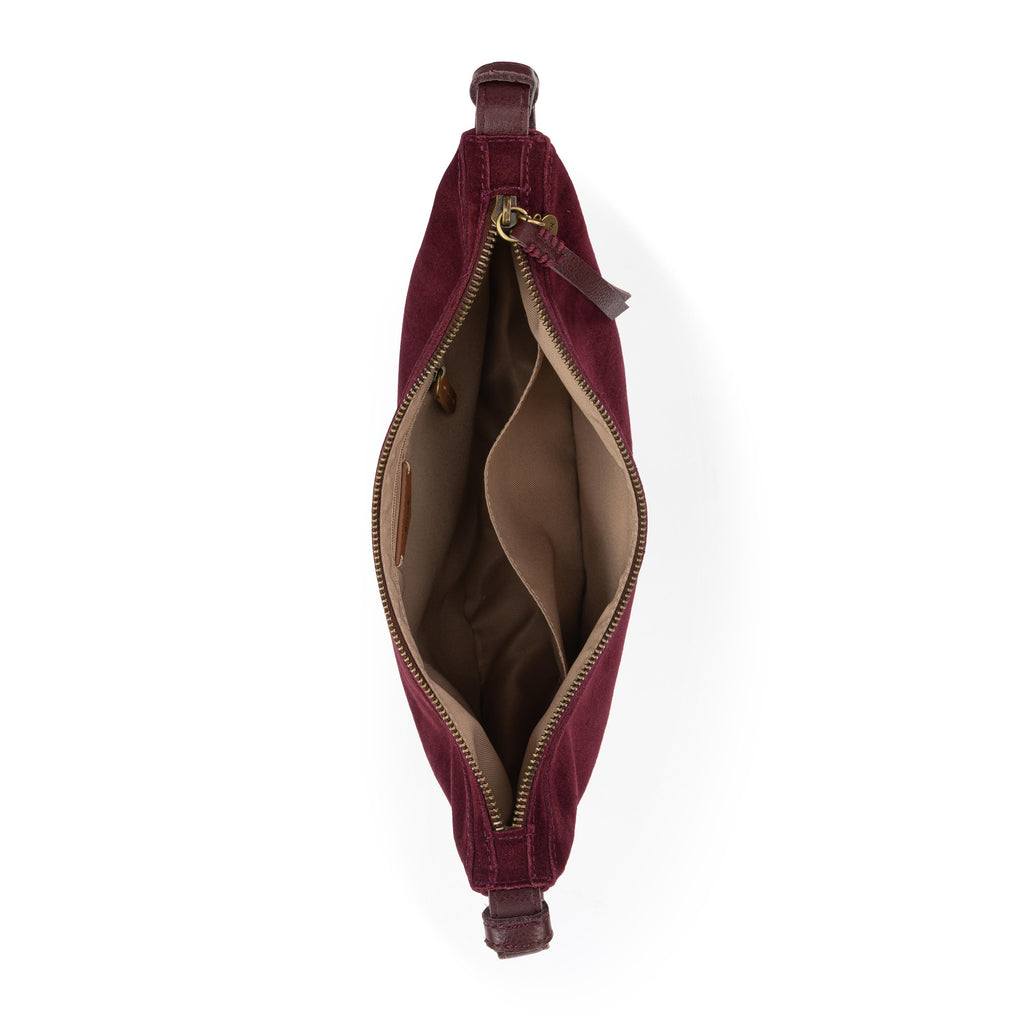 The Sak Tess Shoulder Bag - Leather - Black Cherry Suede