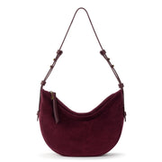 Tess Shoulder Bag - Leather - Black Cherry Suede